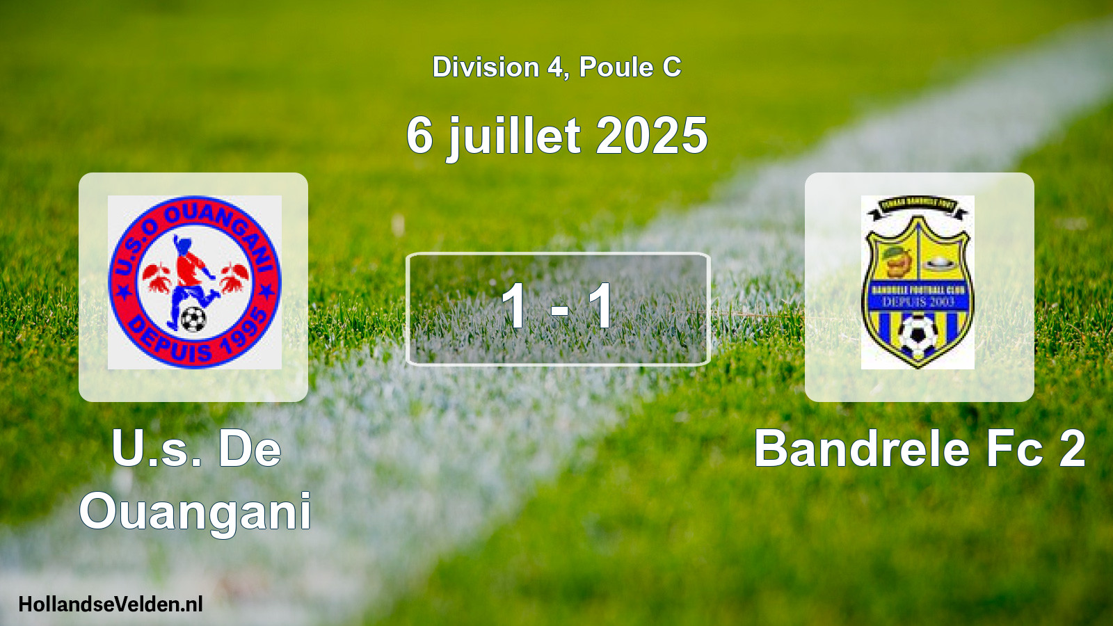 Match joué: U.s. De Ouangani - Bandrele Fc 2 1 - 1 (6 juillet 2025)