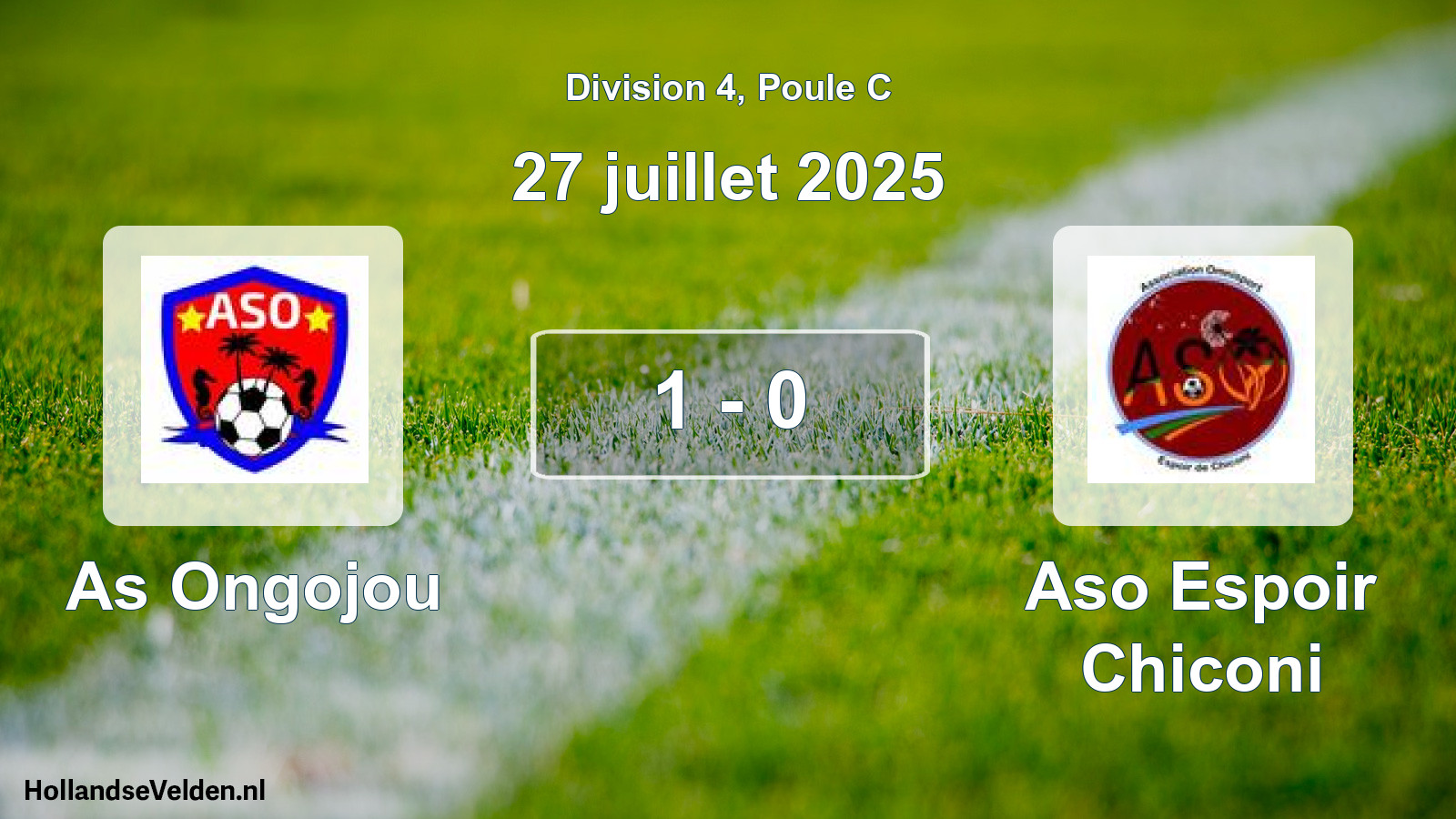 Match joué: As Ongojou - Aso Espoir Chiconi 1 - 0 (27 juillet 2025)
