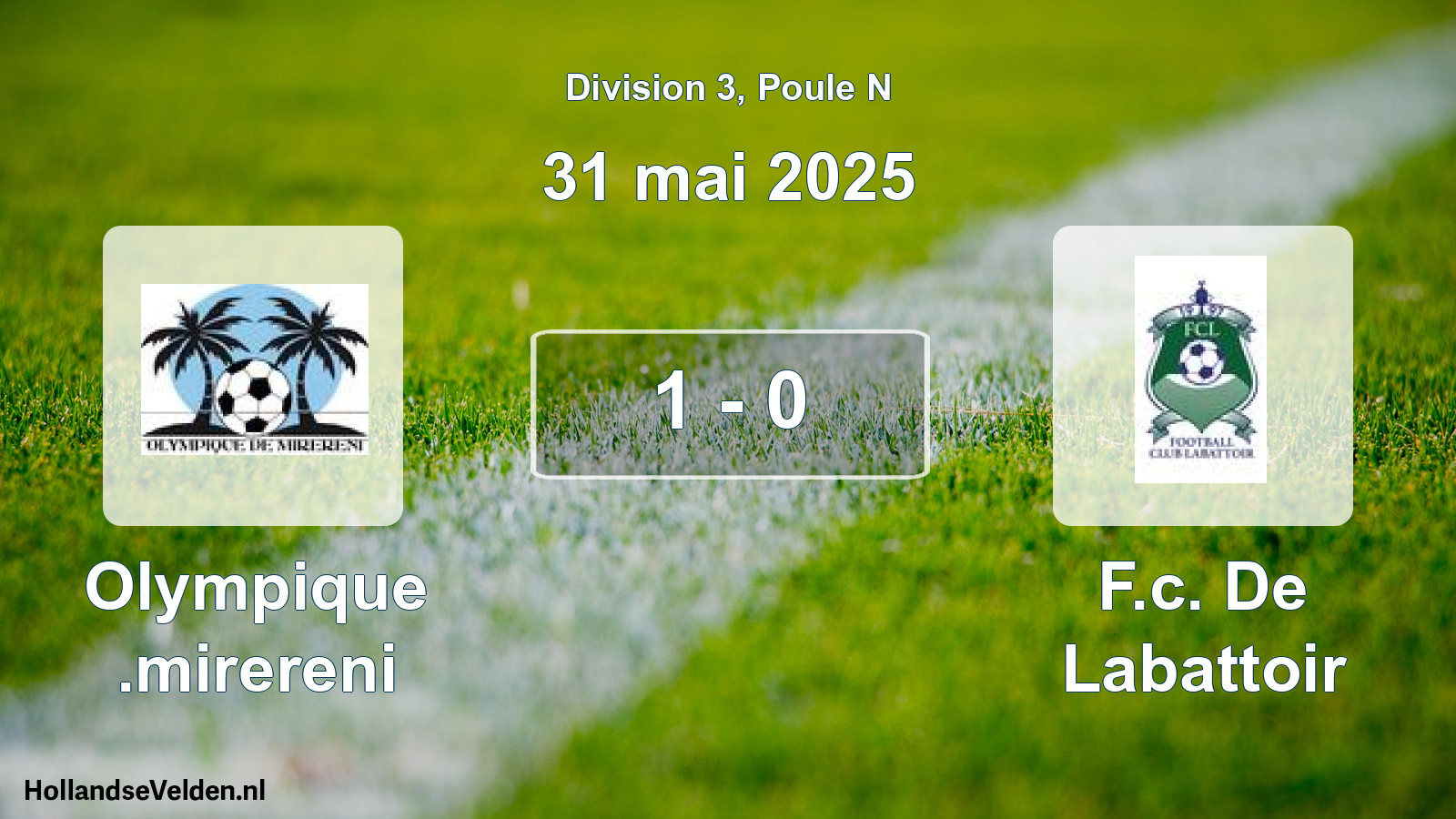 Total number of matches played: Olympique .mirereni - F.c. De Labattoir 1 - 0 (31 May 2025)