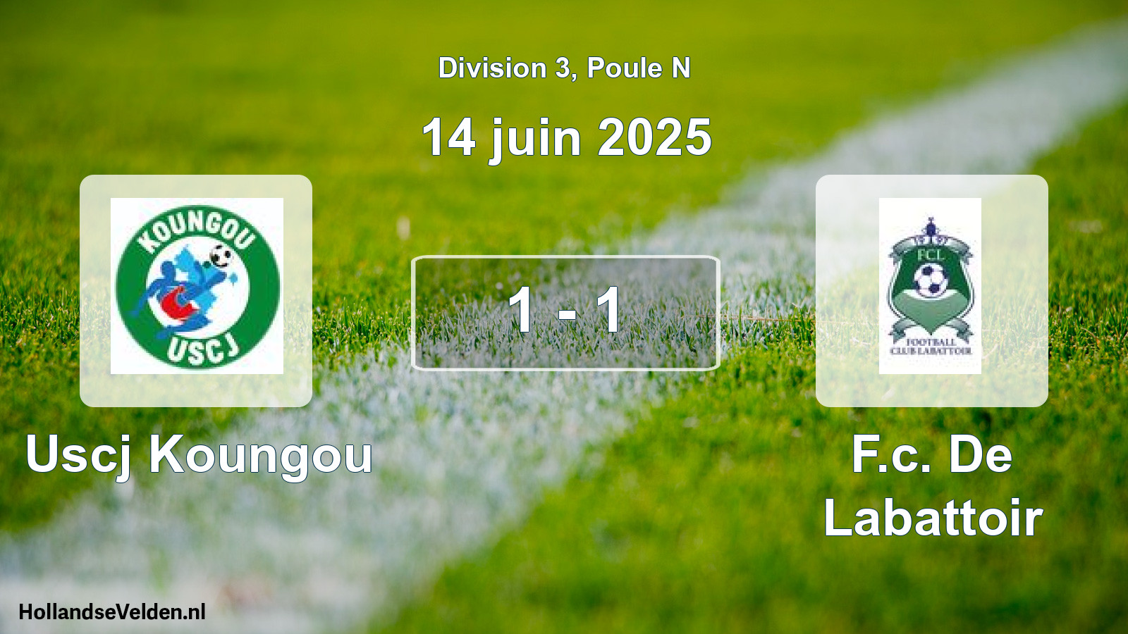 Total number of matches played: Uscj Koungou - F.c. De Labattoir 1 - 1 (14 June 2025)
