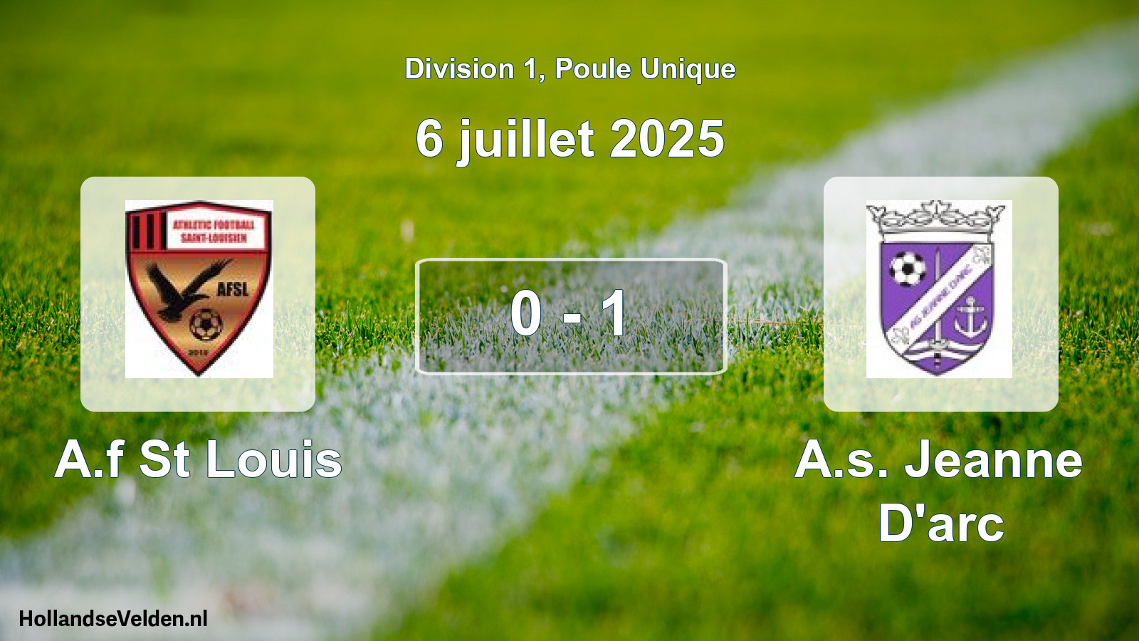 Gespeelde wedstrijd: A.f St Louis - A.s. Jeanne D'arc 0 - 1 (6 juli 2025)