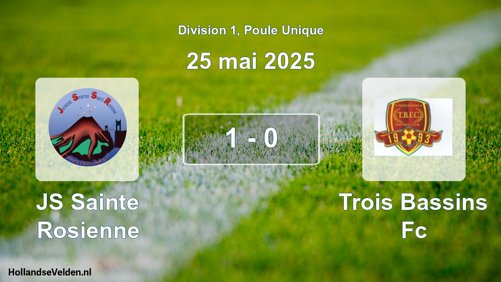 Gespeelde wedstrijd: JS Sainte Rosienne - Trois Bassins Fc 1 - 0 (25 mei 2025)