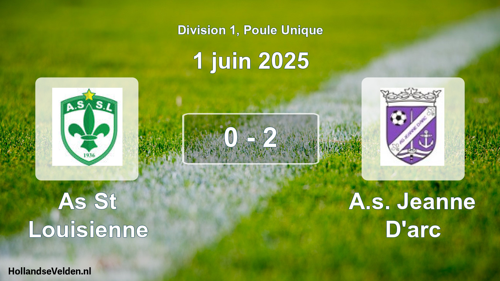Gespeelde wedstrijd: As St Louisienne - A.s. Jeanne D'arc 0 - 2 (1 juni 2025)