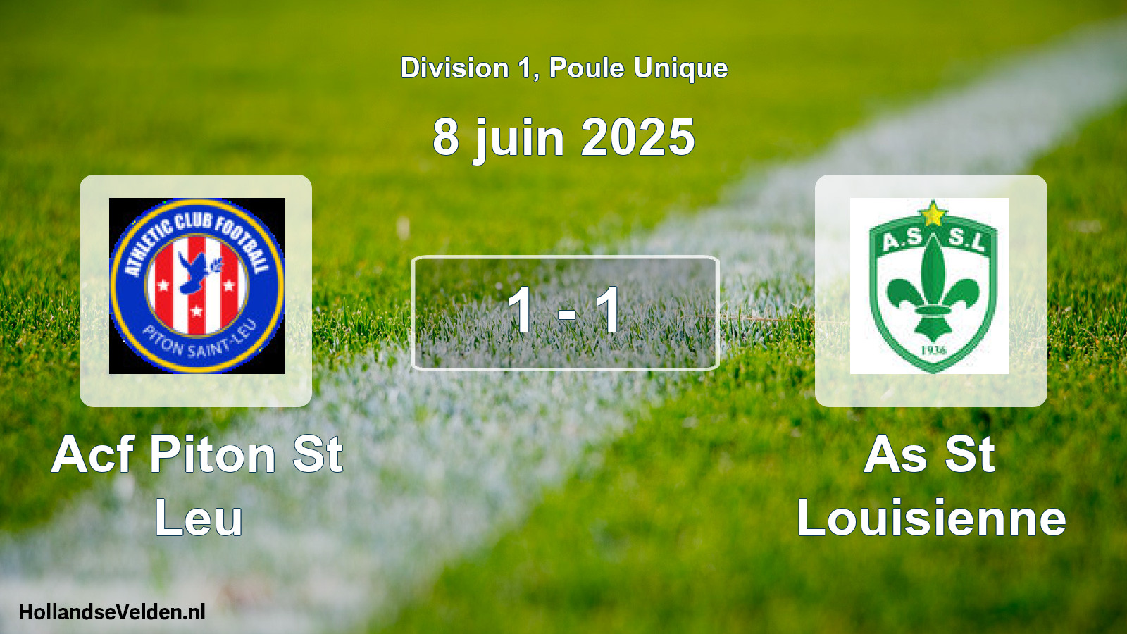 Gespeelde wedstrijd: Acf Piton St Leu - As St Louisienne 1 - 1 (8 juni 2025)