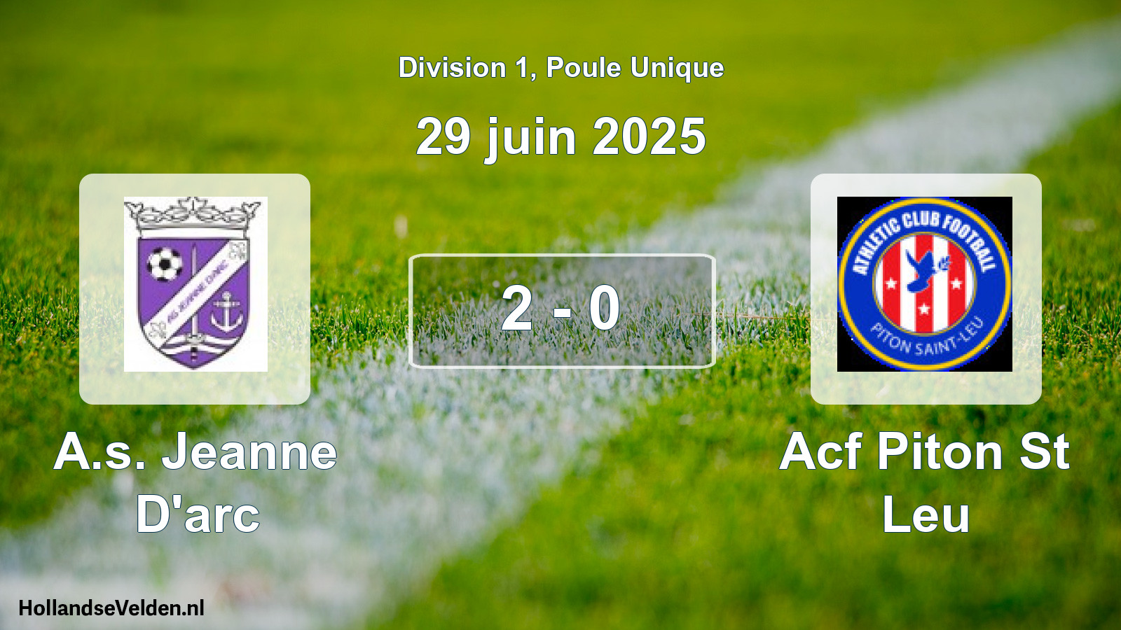 Gespeelde wedstrijd: A.s. Jeanne D'arc - Acf Piton St Leu 2 - 0 (29 juni 2025)