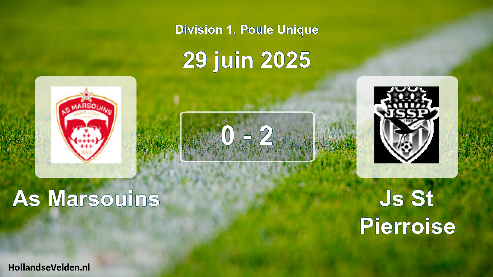 Gespeelde wedstrijd: As Marsouins - Js St Pierroise 0 - 2 (29 juni 2025)