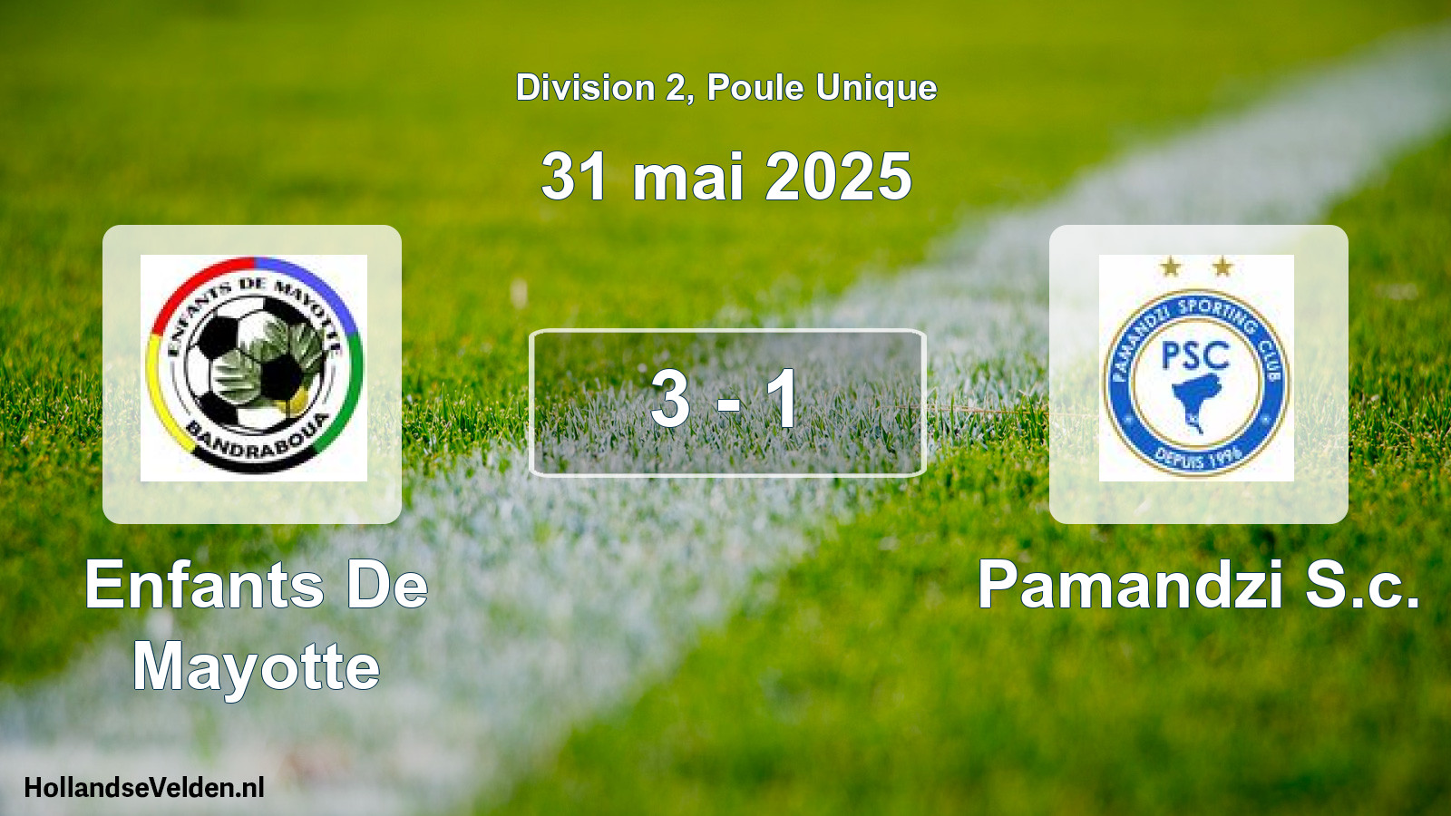 Total number of matches played: Enfants De Mayotte - Pamandzi S.c. 3 - 1 (31 May 2025)
