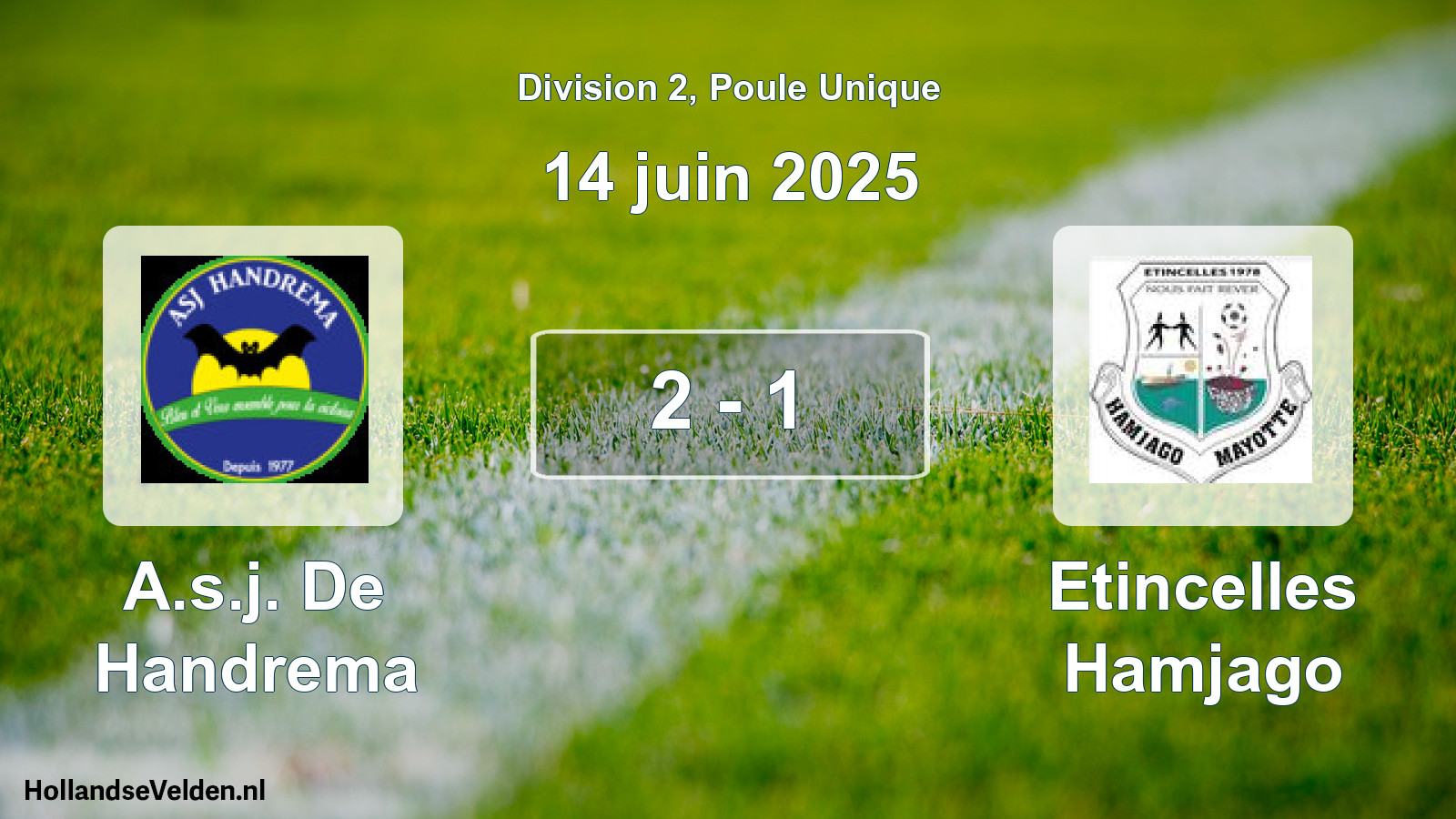 Total number of matches played: A.s.j. De Handrema - Etincelles Hamjago 2 - 1 (14 June 2025)