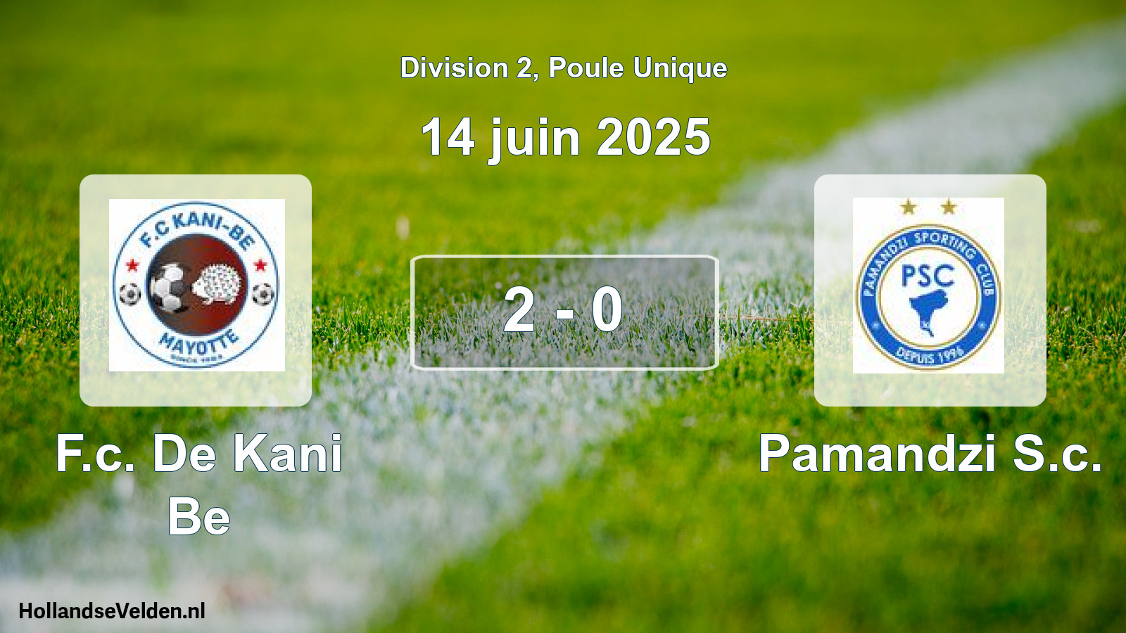 Match joué: F.c. De Kani Be - Pamandzi S.c. 2 - 0 (14 juin 2025)