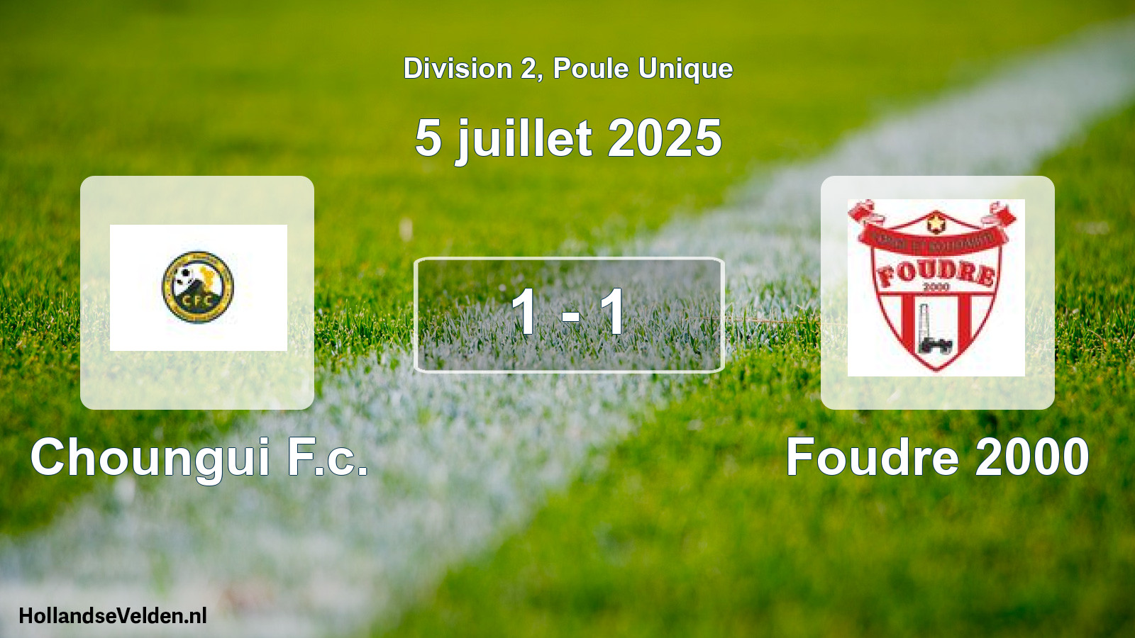 Total number of matches played: Choungui F.c. - Foudre 2000 1 - 1 (5 July 2025)