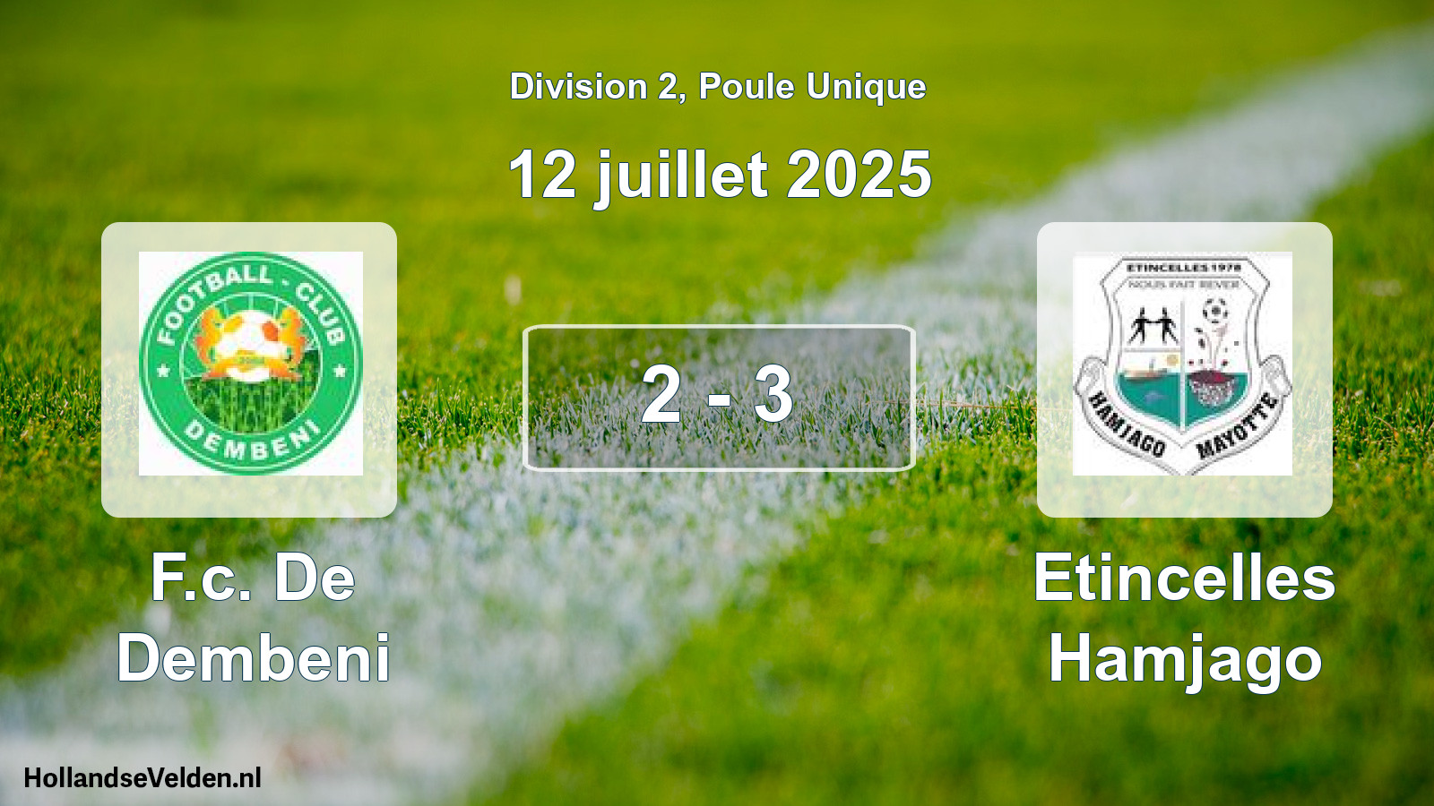 Match joué: F.c. De Dembeni - Etincelles Hamjago 2 - 3 (12 juillet 2025)