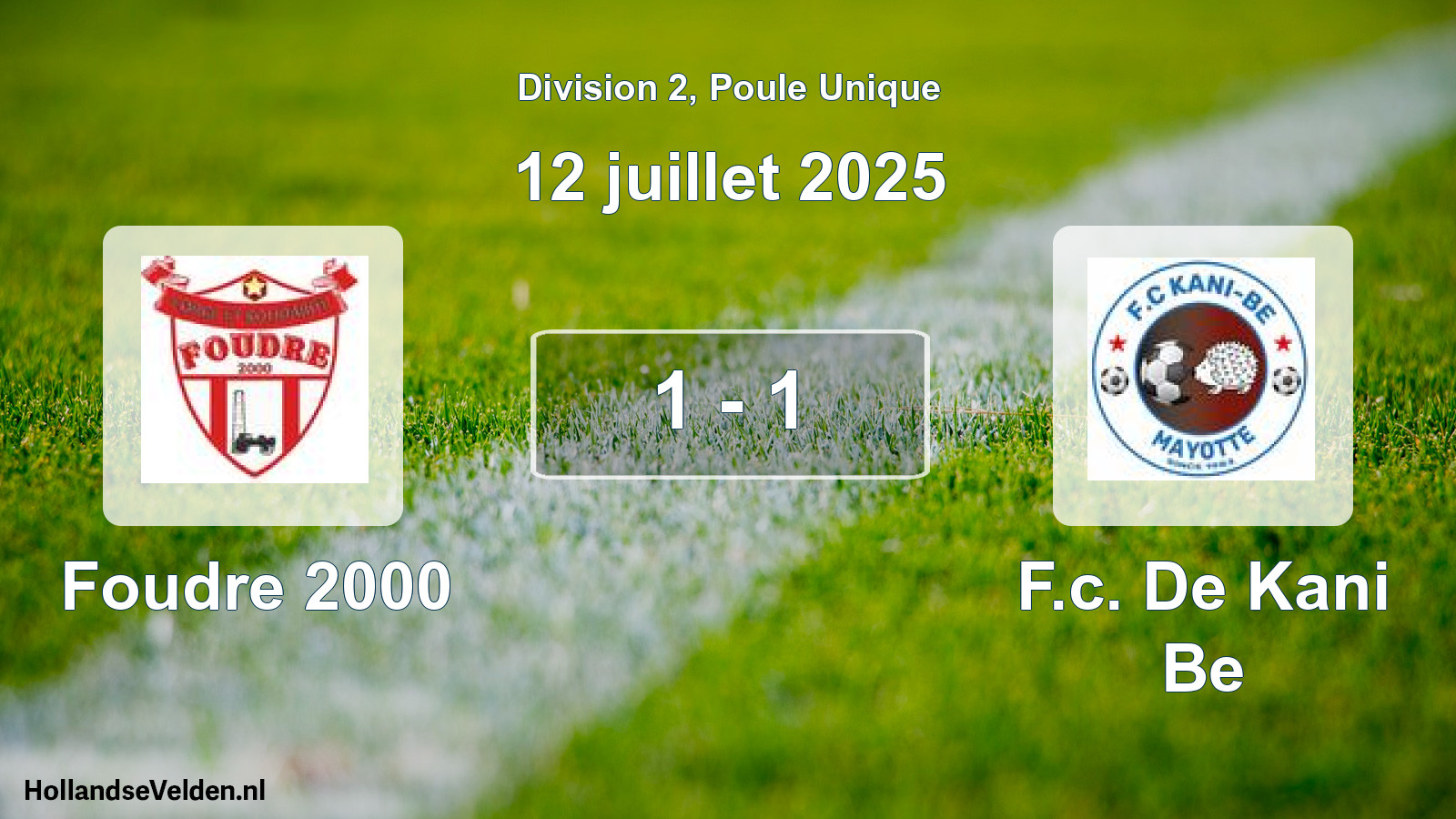 Match joué: Foudre 2000 - F.c. De Kani Be 1 - 1 (12 juillet 2025)