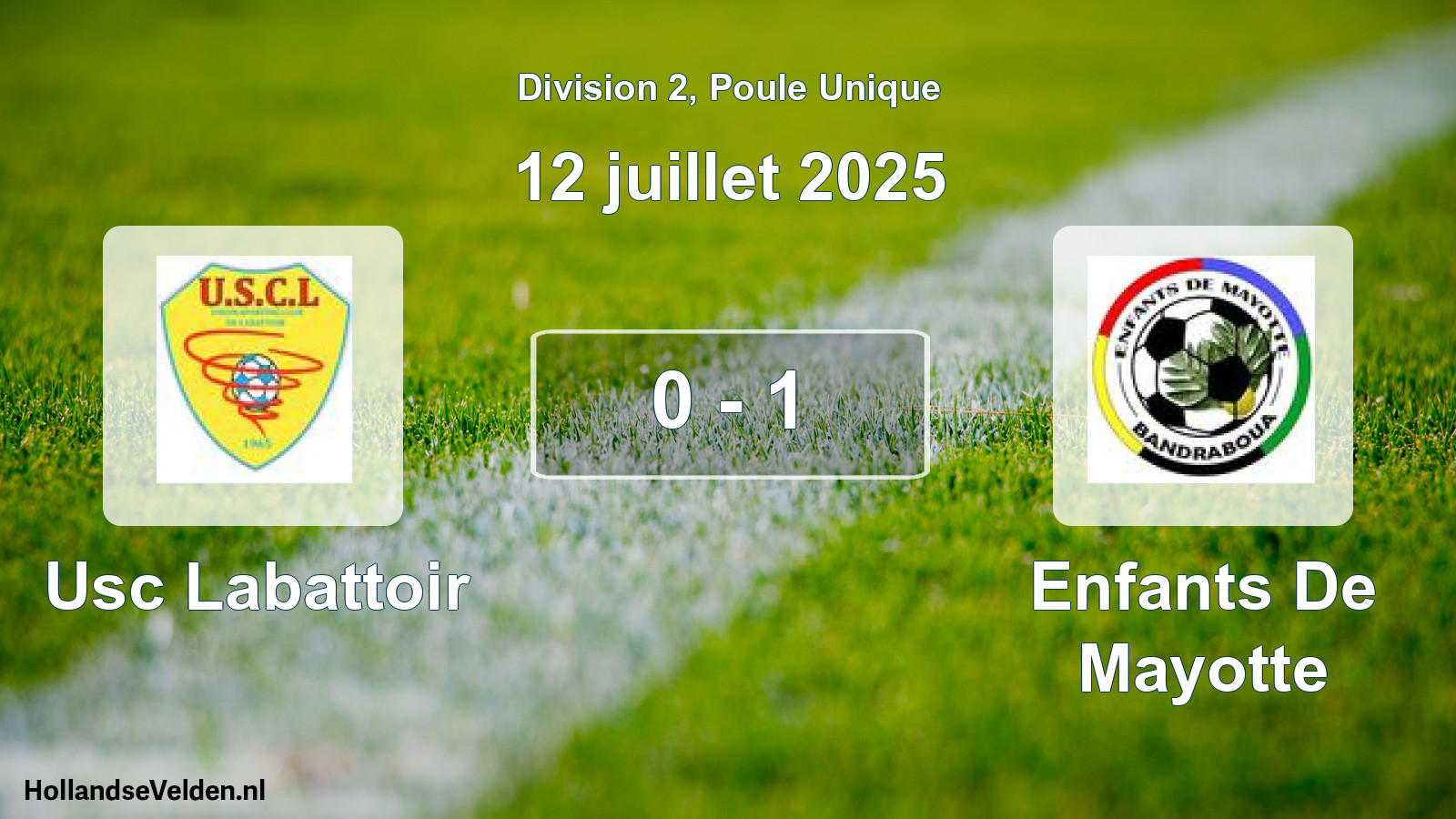 Match joué: Usc Labattoir - Enfants De Mayotte 0 - 1 (12 juillet 2025)