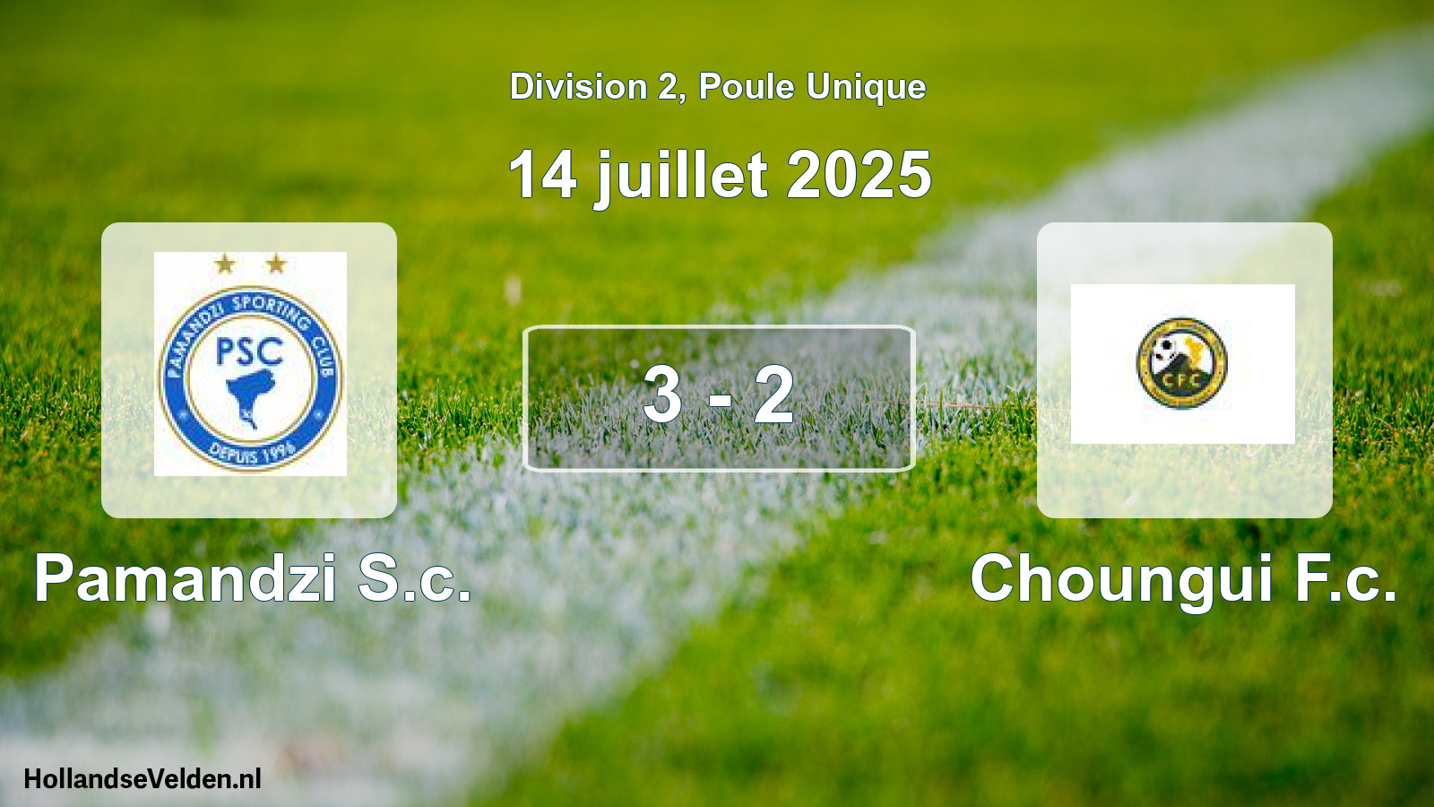Match joué: Pamandzi S.c. - Choungui F.c. 3 - 2 (14 juillet 2025)