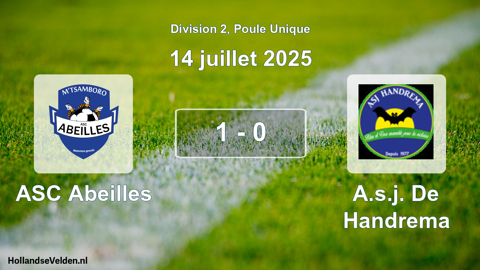 Total number of matches played: ASC Abeilles - A.s.j. De Handrema 1 - 0 (14 July 2025)