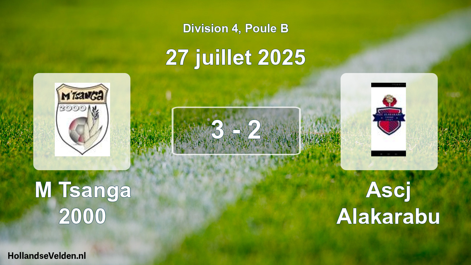 Total number of matches played: M Tsanga 2000 - Ascj Alakarabu 3 - 2 (27 July 2025)