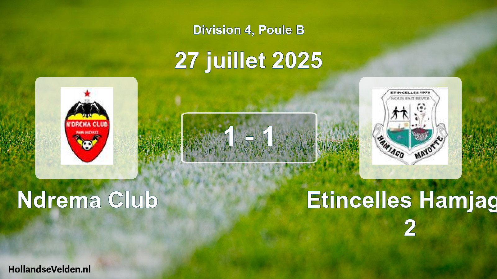 Total number of matches played: Ndrema Club - Etincelles Hamjago 2 1 - 1 (27 July 2025)