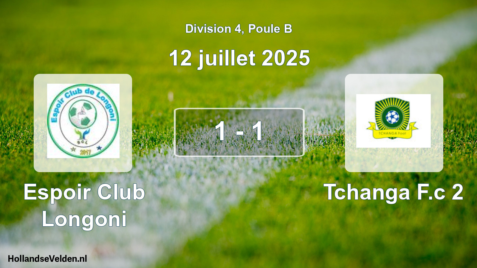 Match joué: Espoir Club Longoni - Tchanga F.c 2 1 - 1 (12 juillet 2025)