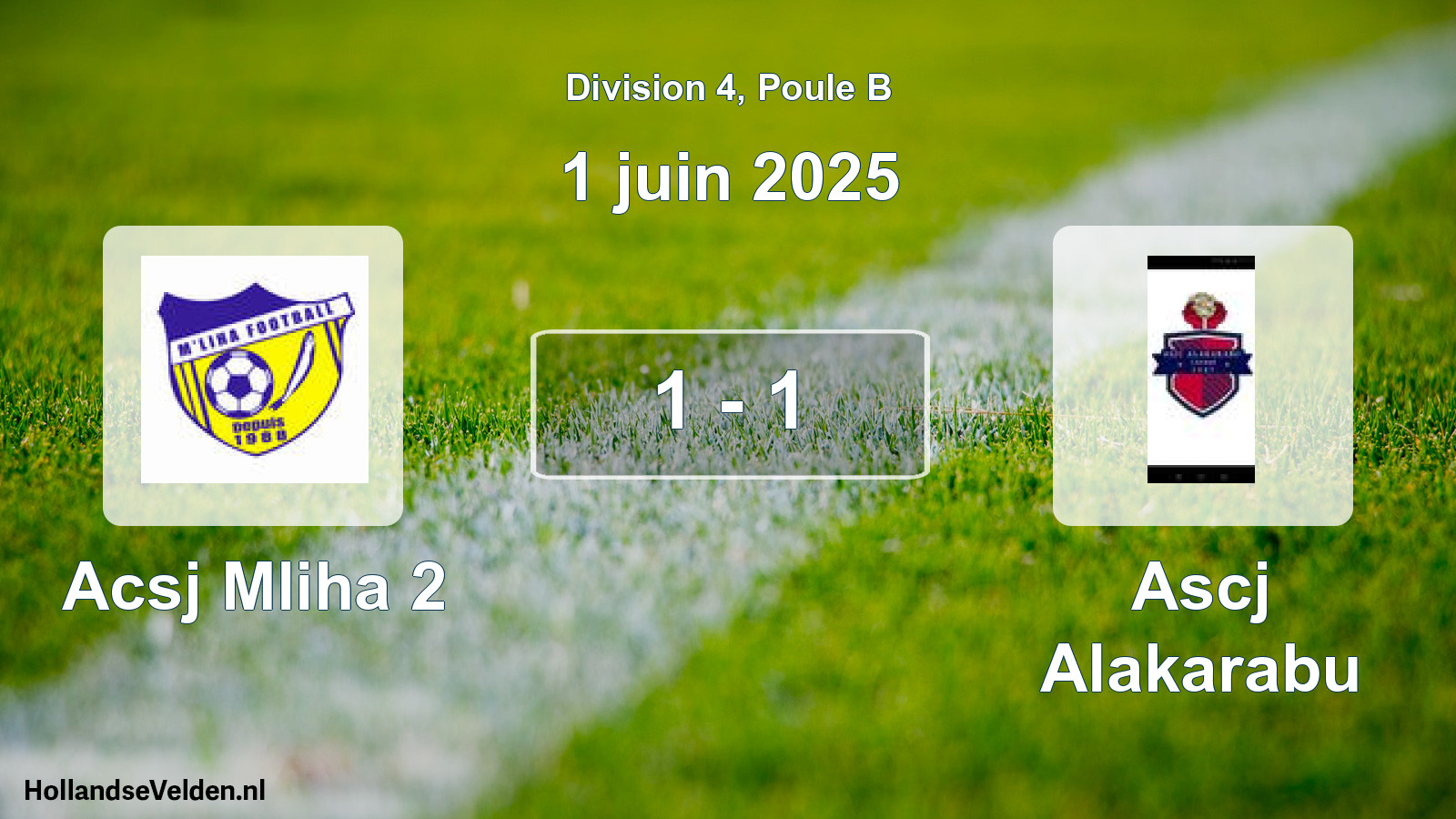 Total number of matches played: Acsj Mliha 2 - Ascj Alakarabu 1 - 1 (1 June 2025)