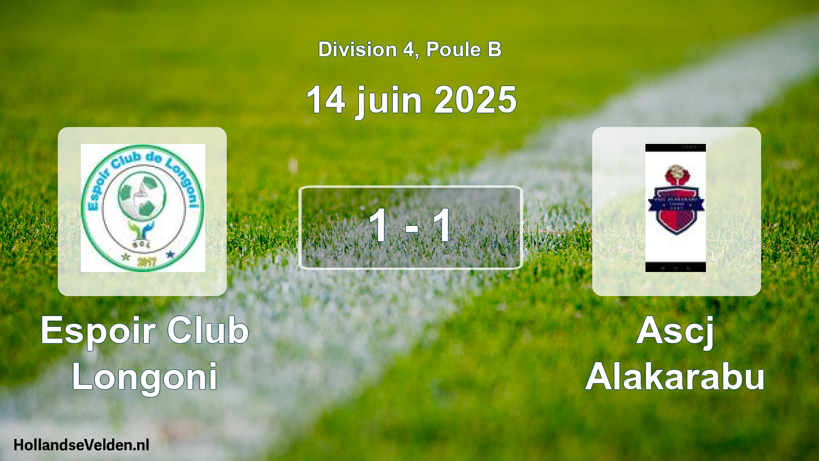 Total number of matches played: Espoir Club Longoni - Ascj Alakarabu 1 - 1 (14 June 2025)