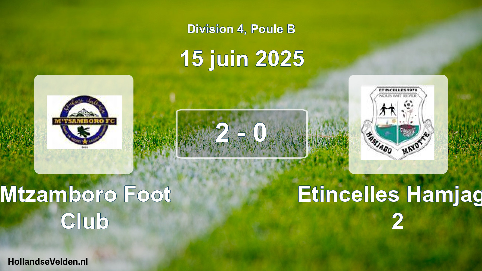 Match joué: Mtzamboro Foot Club - Etincelles Hamjago 2 2 - 0 (15 juin 2025)