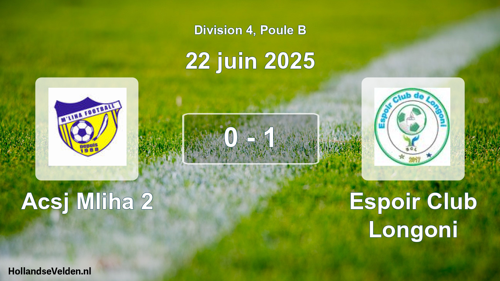 Total number of matches played: Acsj Mliha 2 - Espoir Club Longoni 0 - 1 (22 June 2025)