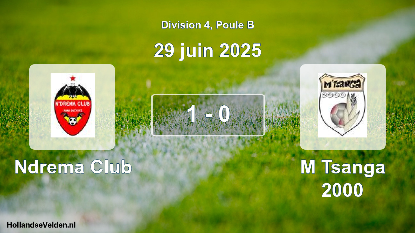 Match joué: Ndrema Club - M Tsanga 2000 1 - 0 (29 juin 2025)