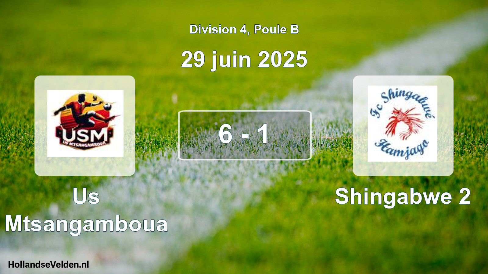 Total number of matches played: Us Mtsangamboua - Shingabwe 2 6 - 1 (29 June 2025)