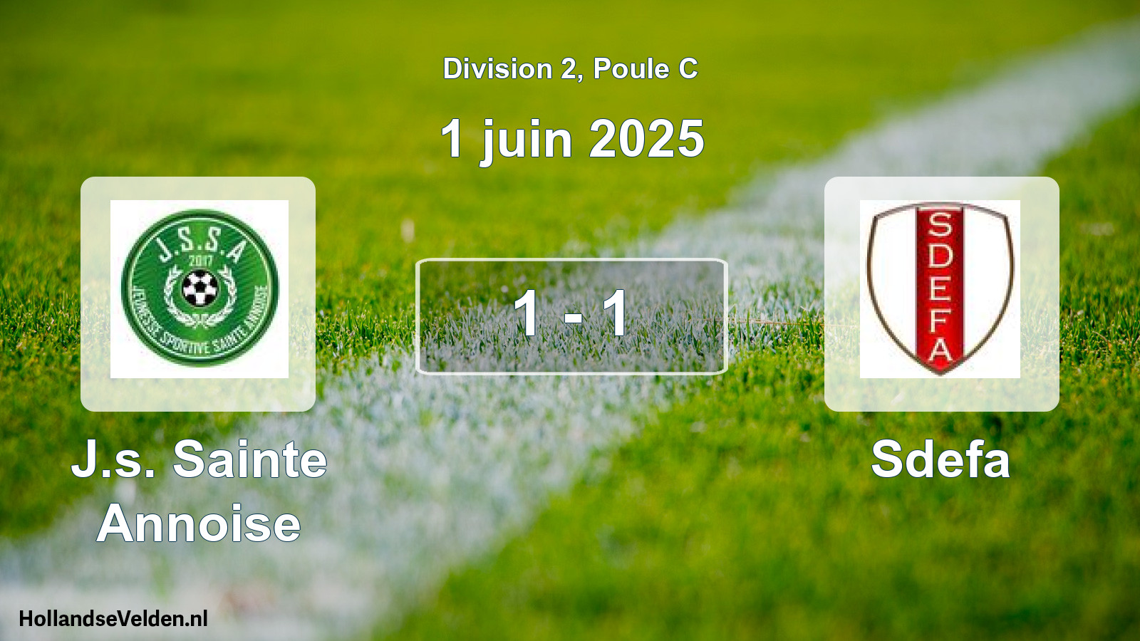 Total number of matches played: J.s. Sainte Annoise - Sdefa 1 - 1 (1 June 2025)