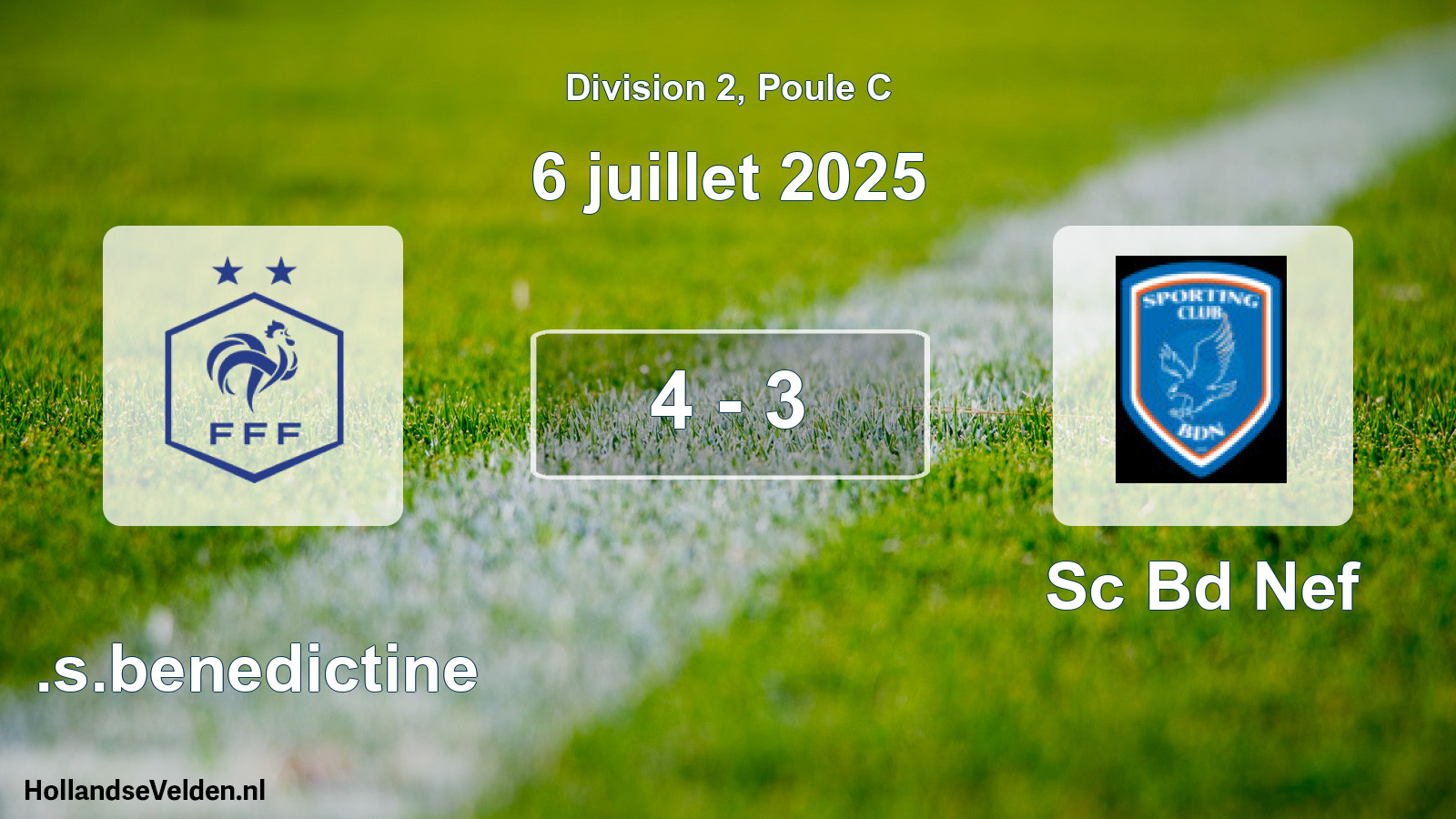 Match joué: U.s.benedictine - Sc Bd Nef 4 - 3 (6 juillet 2025)