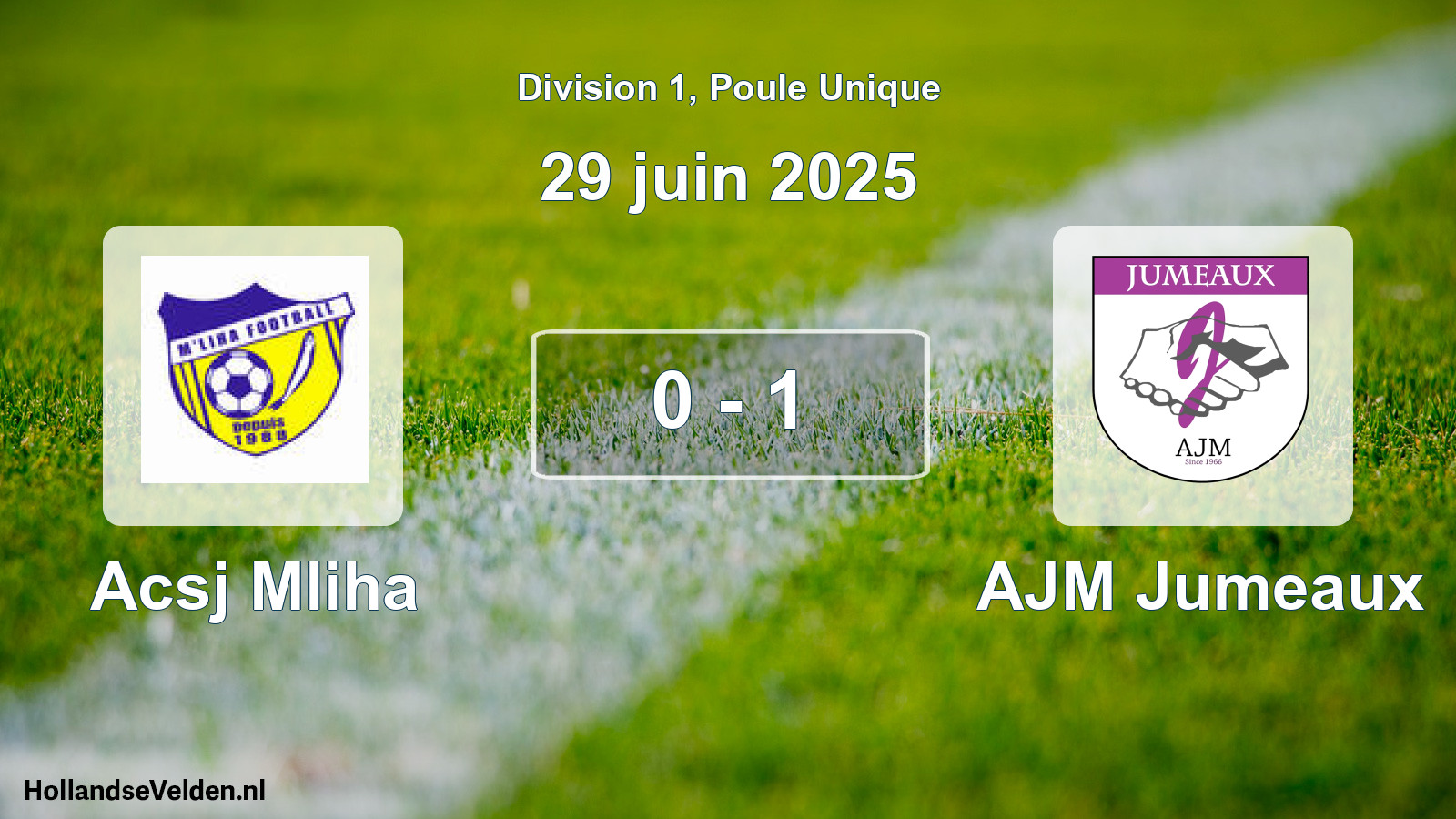 Match joué: Acsj Mliha - AJM Jumeaux 0 - 1 (29 juin 2025)