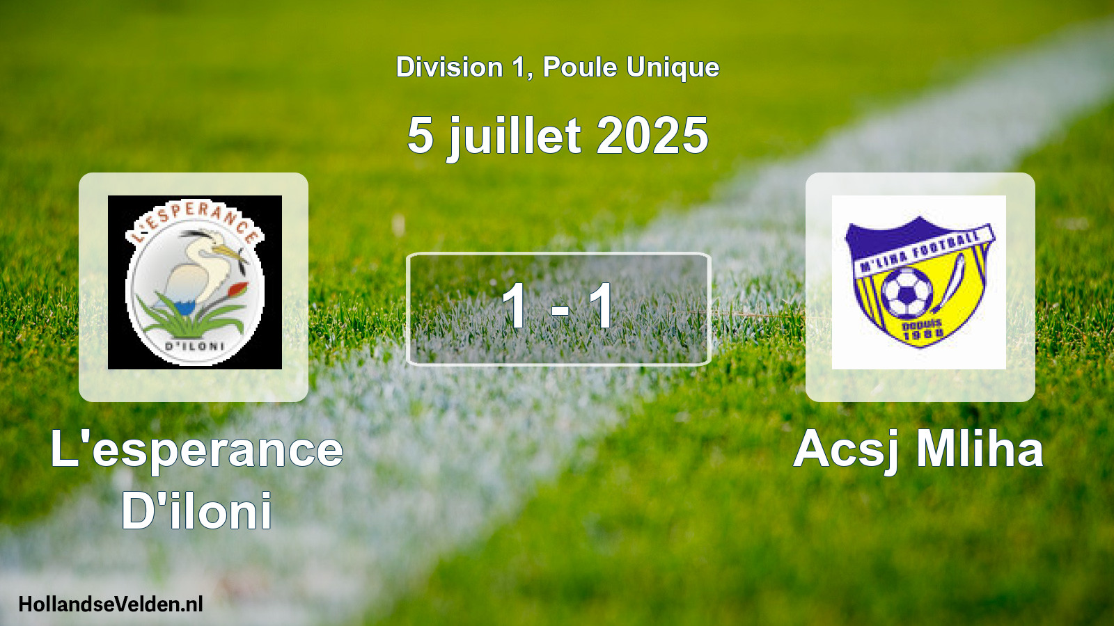 Total number of matches played: L'esperance D'iloni - Acsj Mliha 1 - 1 (5 July 2025)