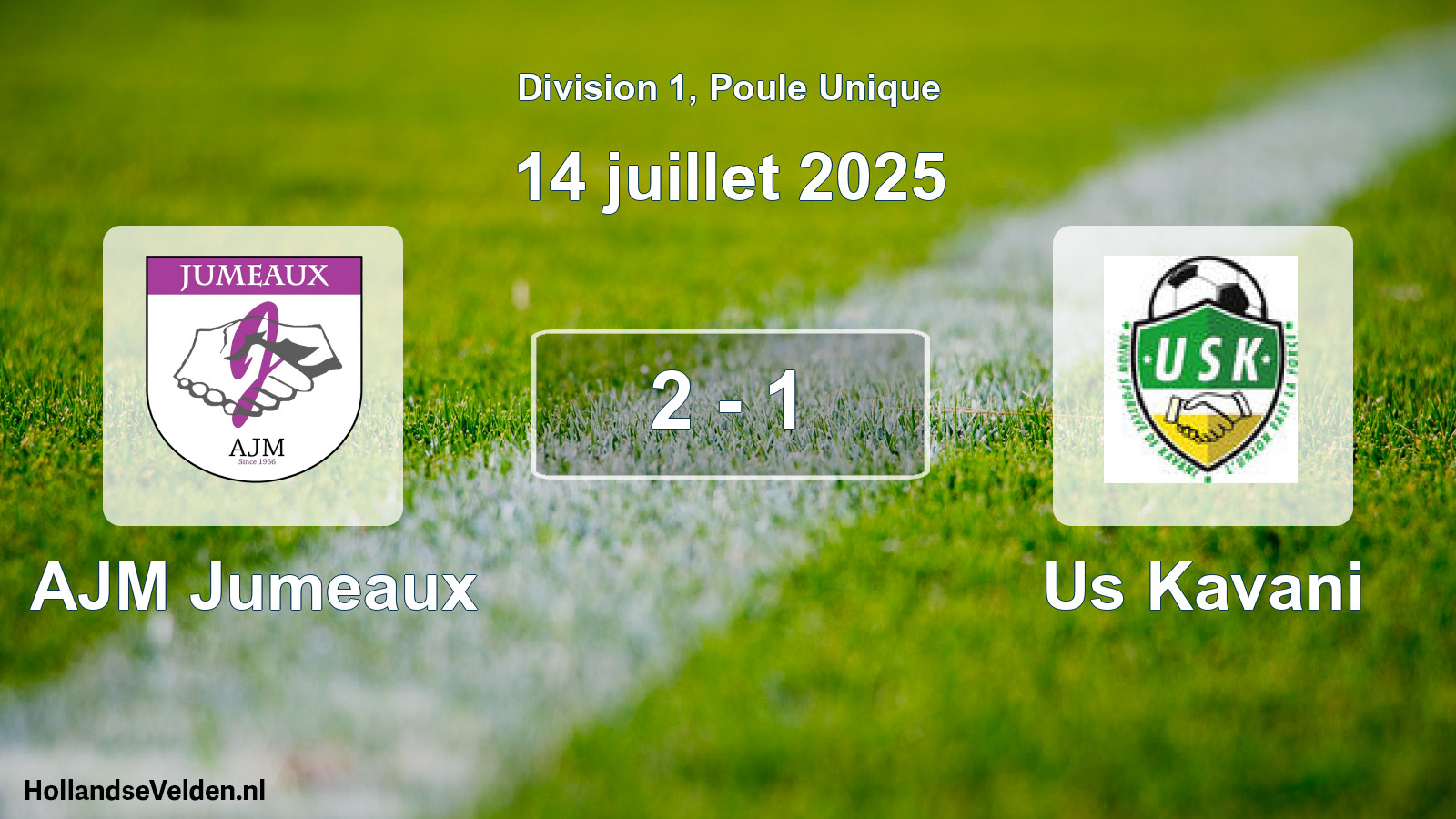 Match joué: AJM Jumeaux - Us Kavani 2 - 1 (14 juillet 2025)