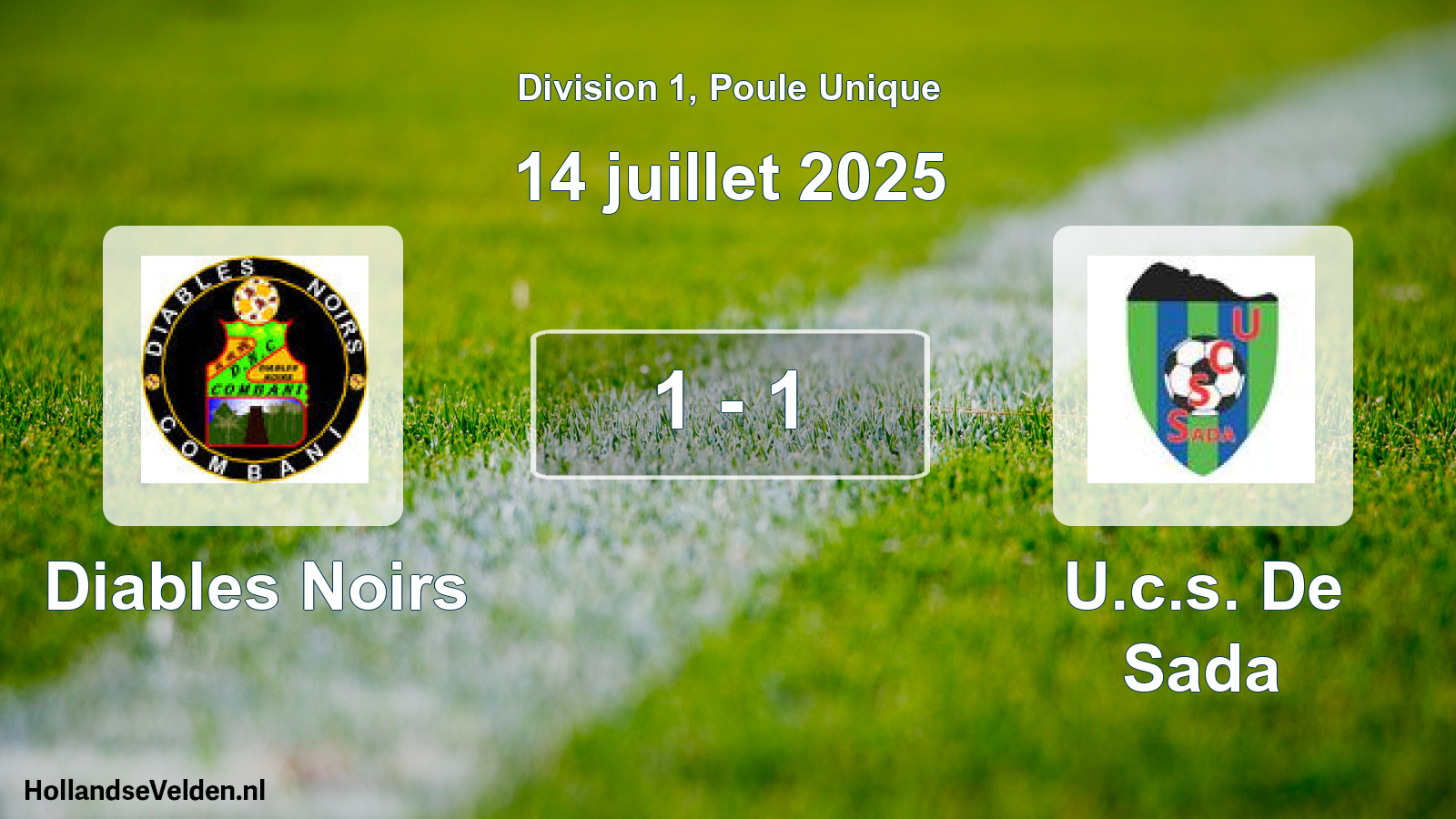 Total number of matches played: Diables Noirs - U.c.s. De Sada 1 - 1 (14 July 2025)