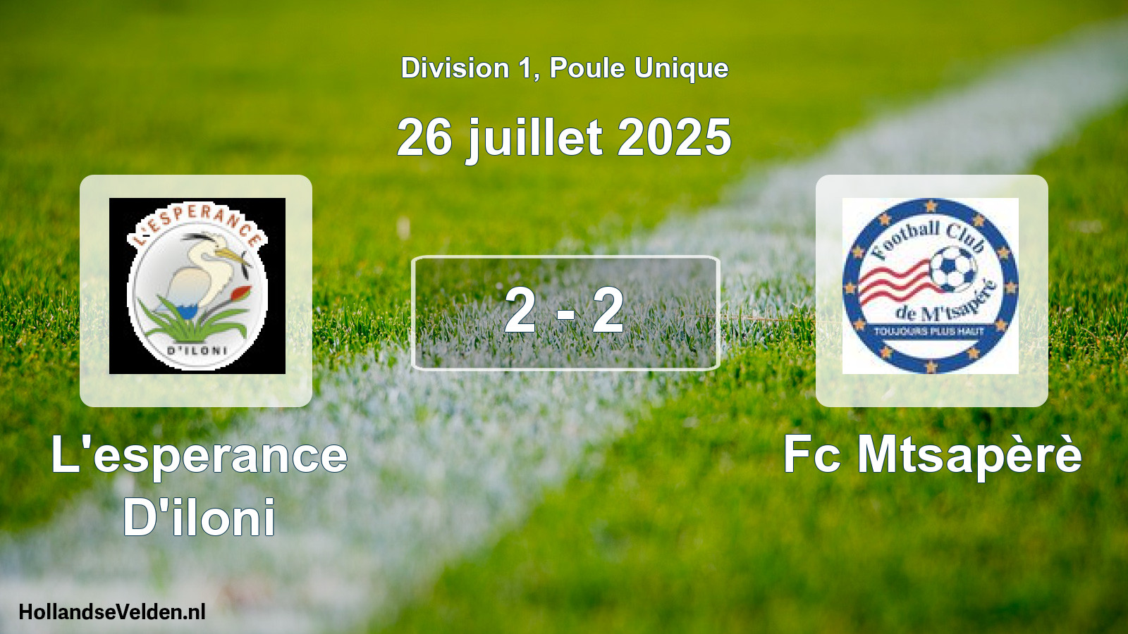 Total number of matches played: L'esperance D'iloni - Fc Mtsapèrè 2 - 2 (26 July 2025)