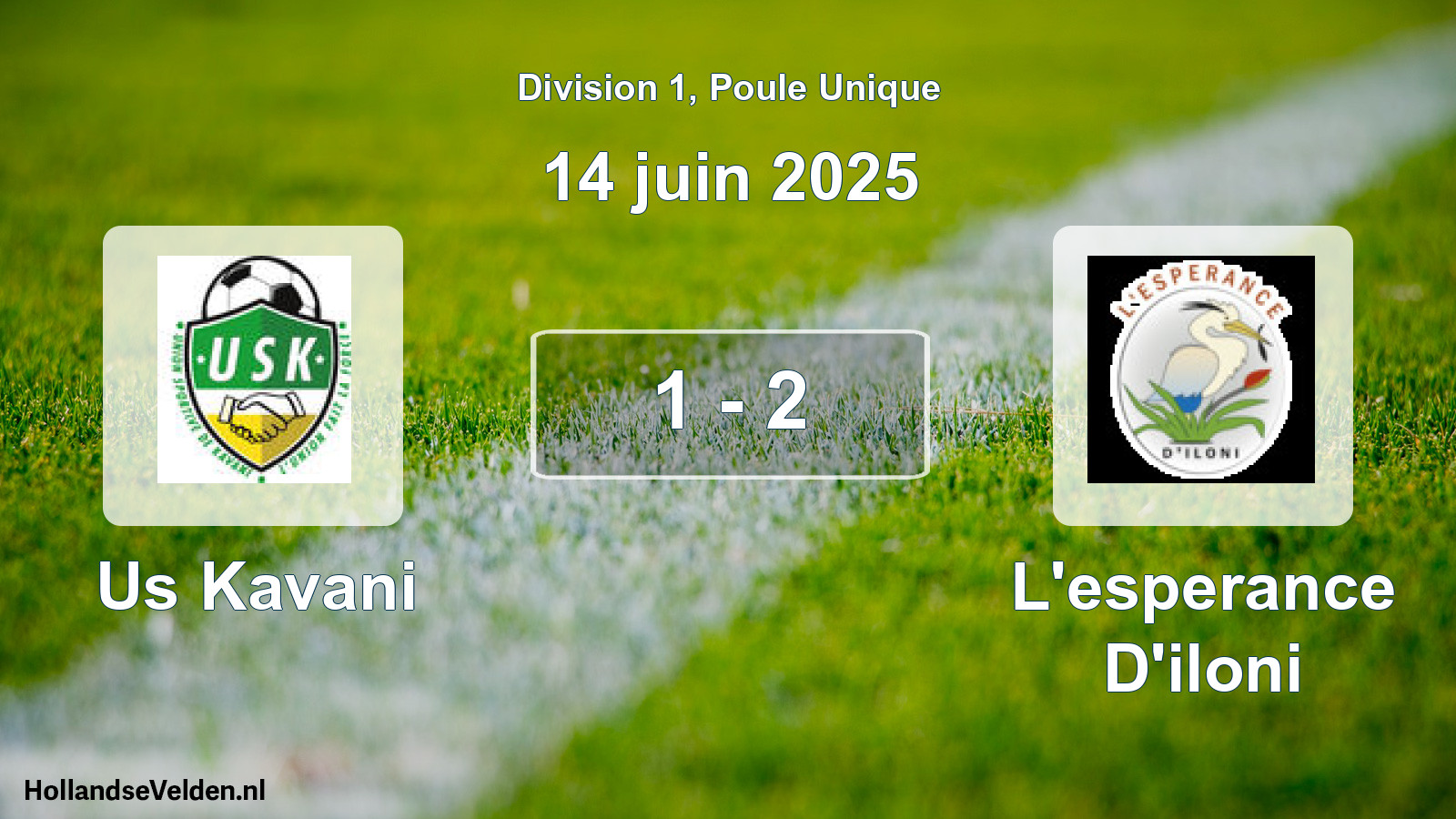 Total number of matches played: Us Kavani - L'esperance D'iloni 1 - 2 (14 June 2025)