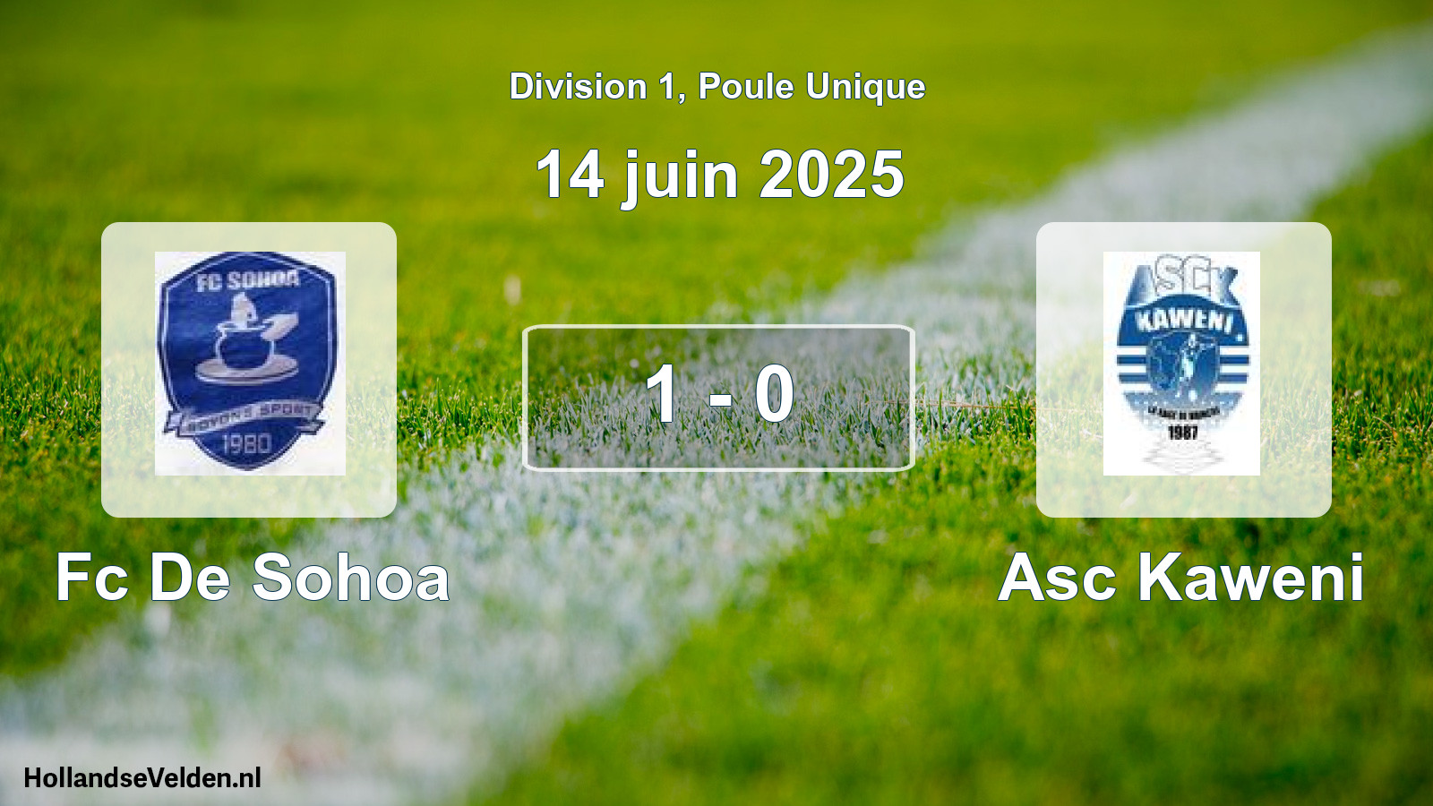 Total number of matches played: Fc De Sohoa - Asc Kaweni 1 - 0 (14 June 2025)