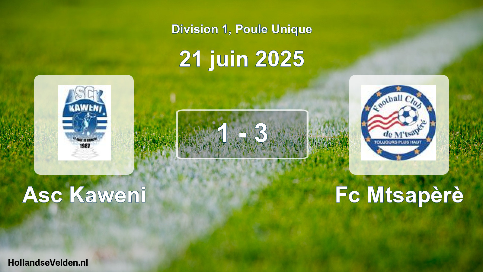 Total number of matches played: Asc Kaweni - Fc Mtsapèrè 1 - 3 (21 June 2025)