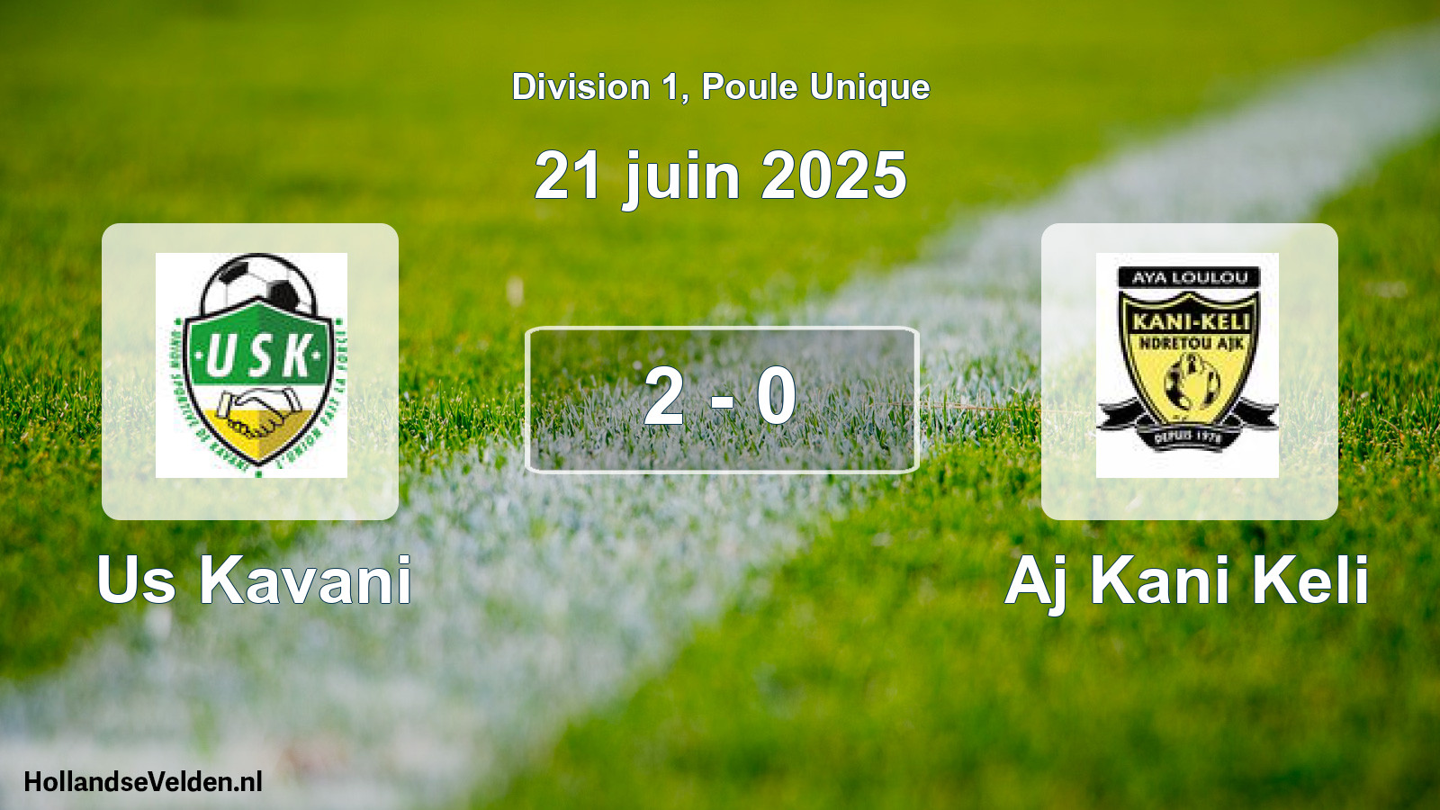 Total number of matches played: Us Kavani - Aj Kani Keli 2 - 0 (21 June 2025)