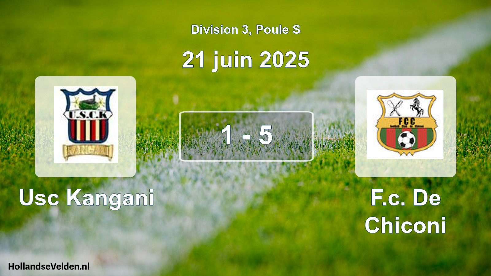 Match joué: Usc Kangani - F.c. De Chiconi 1 - 5 (21 juin 2025)
