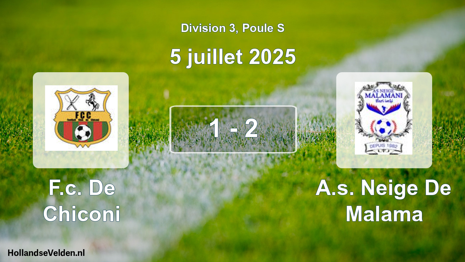 Match joué: F.c. De Chiconi - A.s. Neige De Malama 1 - 2 (5 juillet 2025)