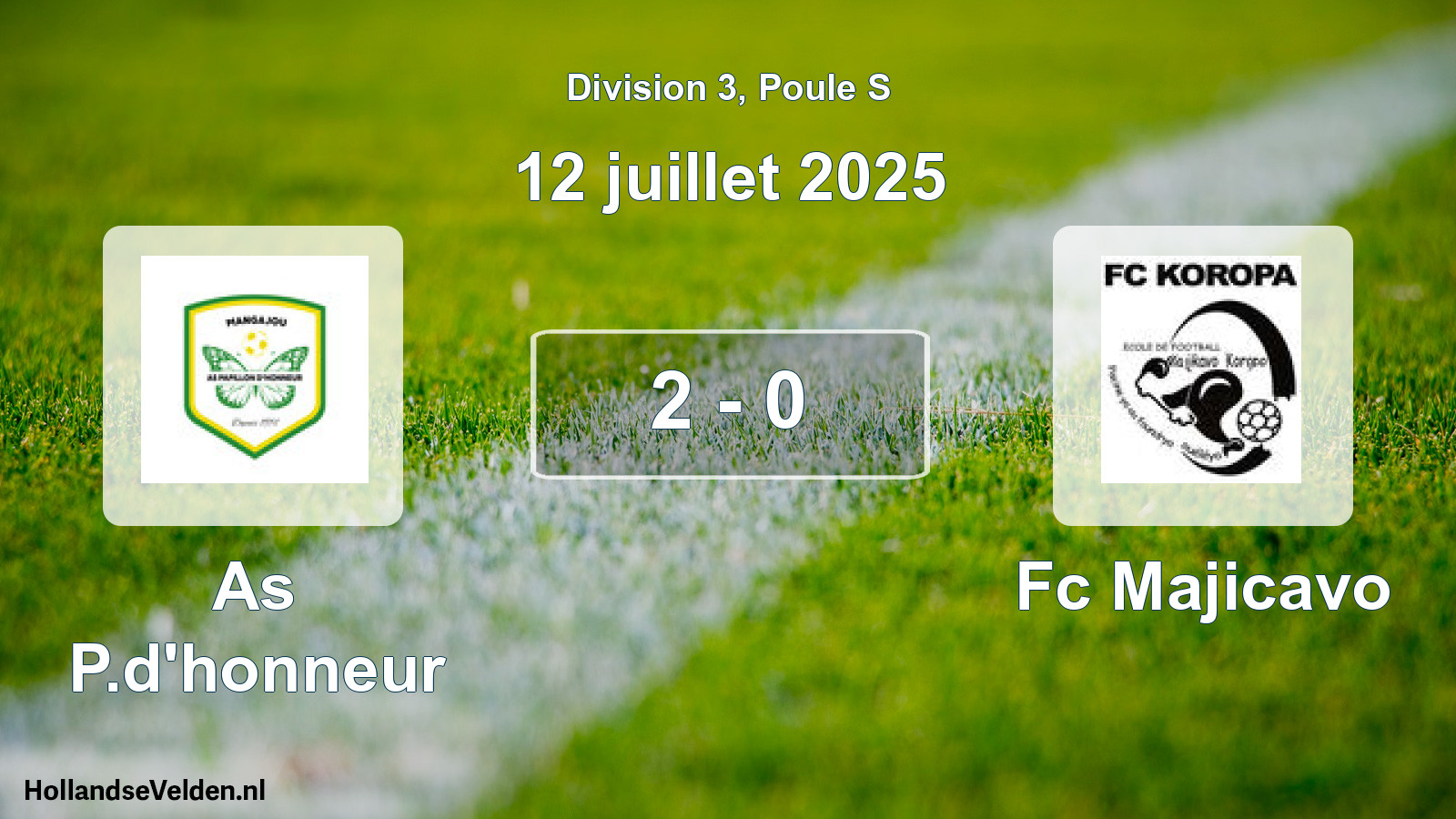 Total number of matches played: As P.d'honneur - Fc Majicavo 2 - 0 (12 July 2025)