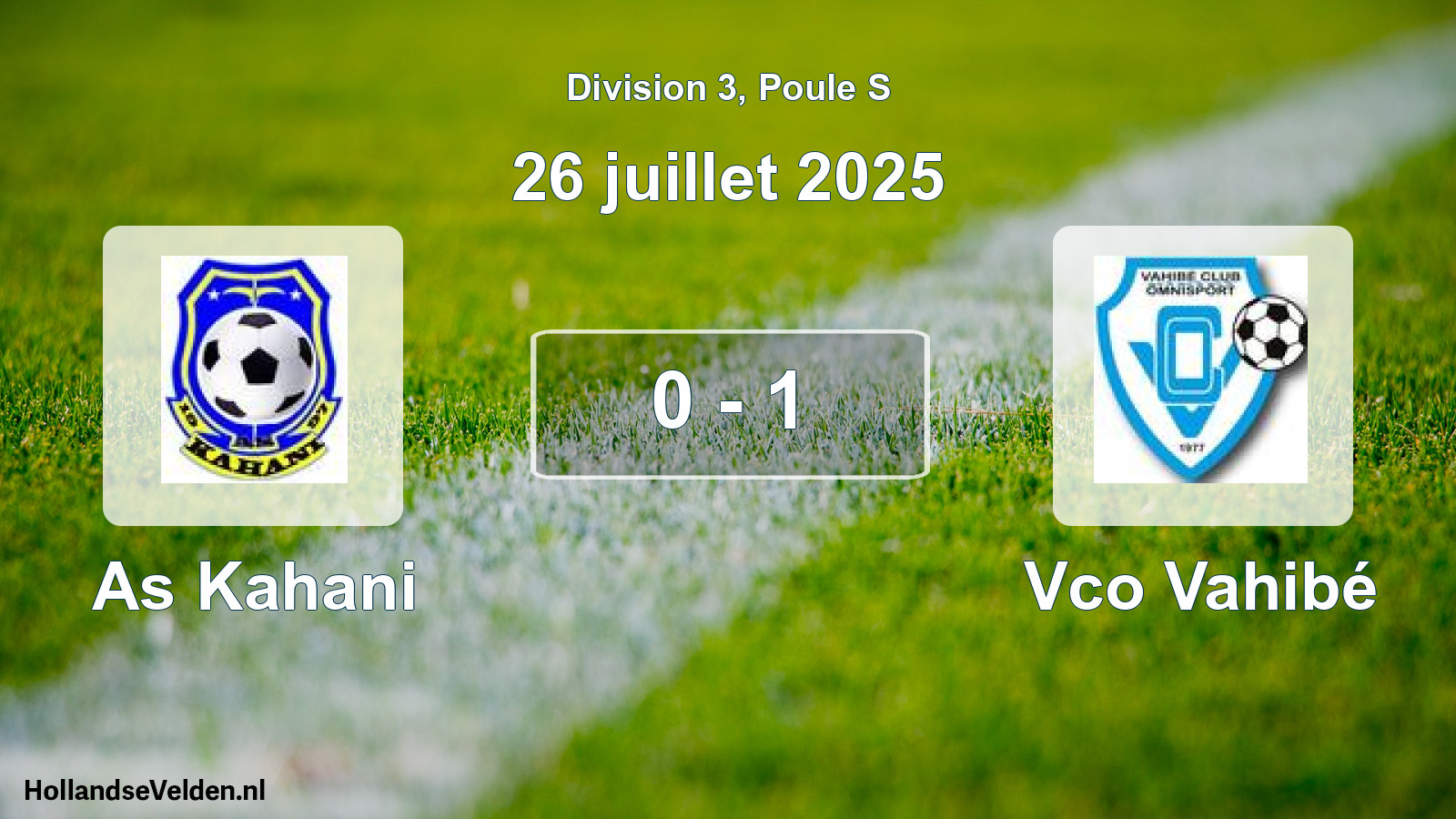 Match joué: As Kahani - Vco Vahibé 0 - 1 (26 juillet 2025)