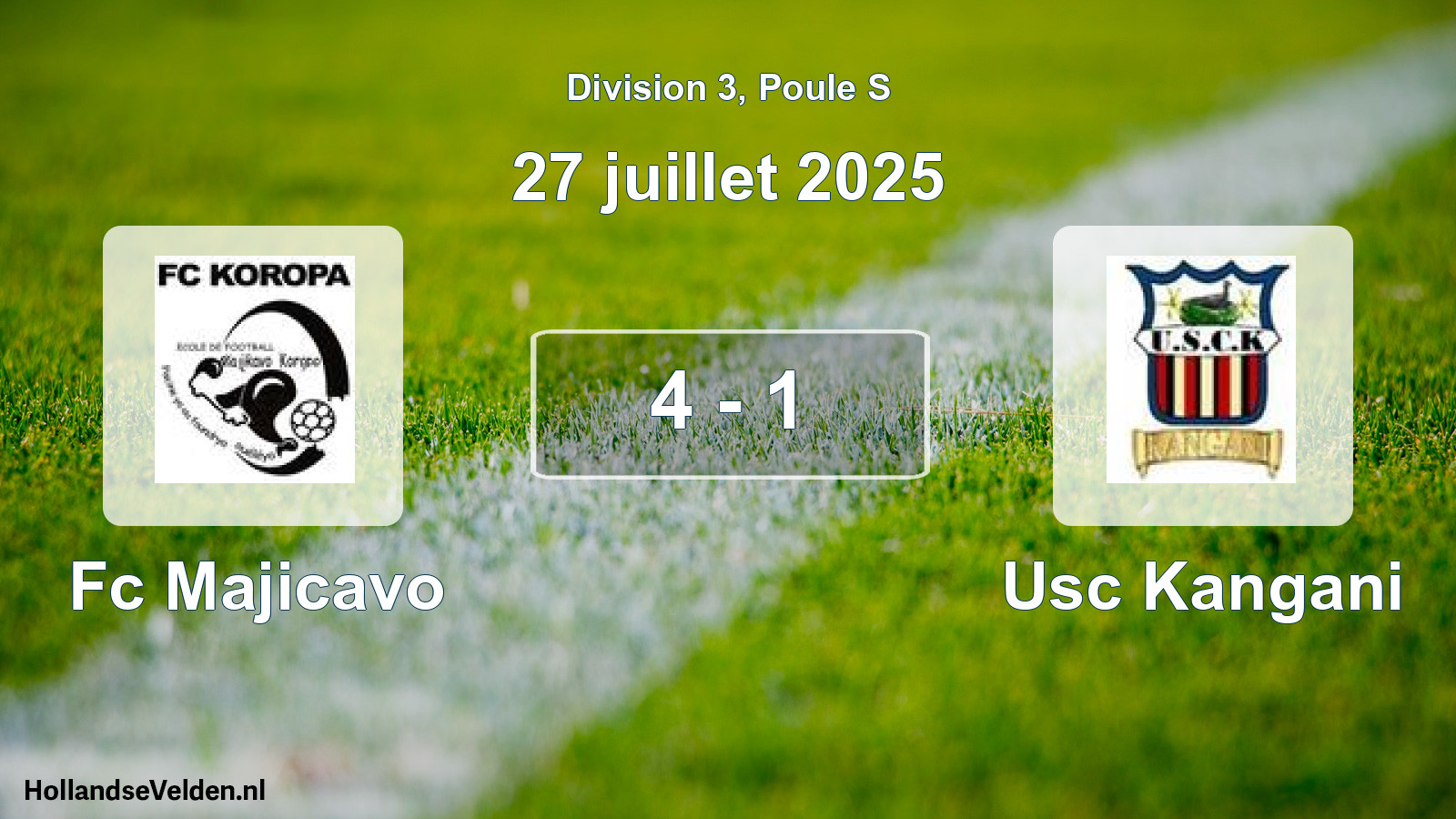 Total number of matches played: Fc Majicavo - Usc Kangani 4 - 1 (27 July 2025)