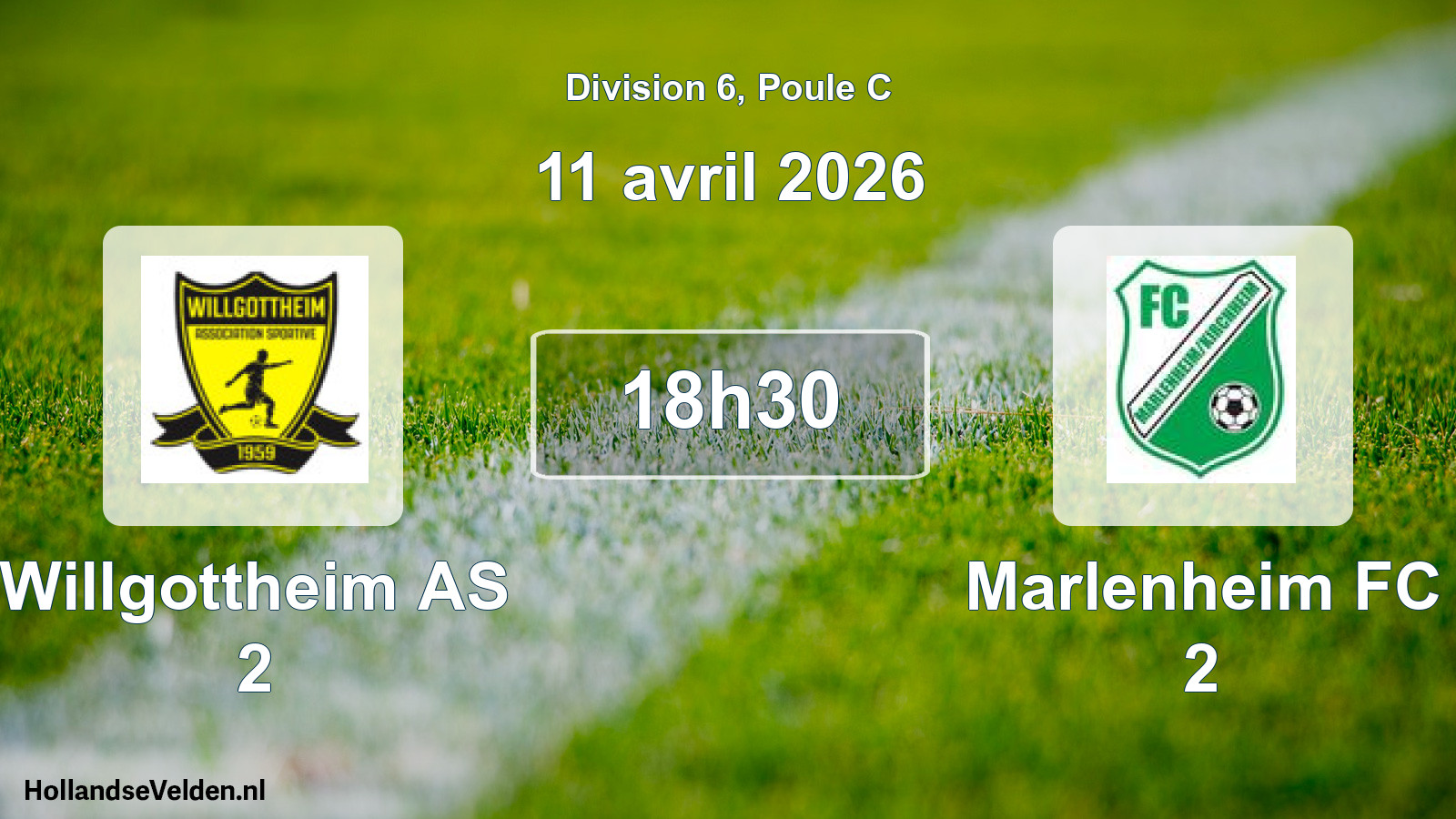 Match programmé: Willgottheim AS 2 - Marlenheim FC 2 (11 avril 2026)