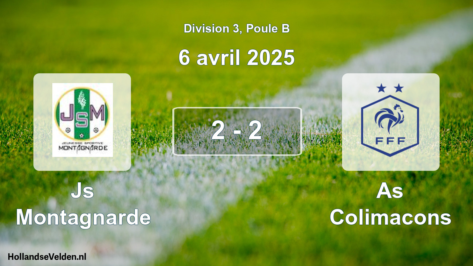 Total number of matches played: Js Montagnarde - As Colimacons 2 - 2 (6 April 2025)