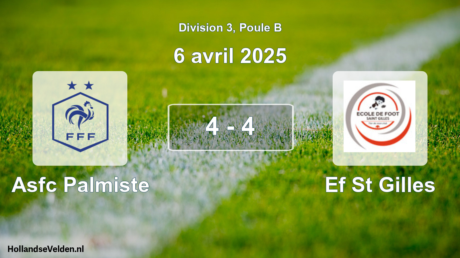 Total number of matches played: Asfc Palmiste - Ef St Gilles 4 - 4 (6 April 2025)