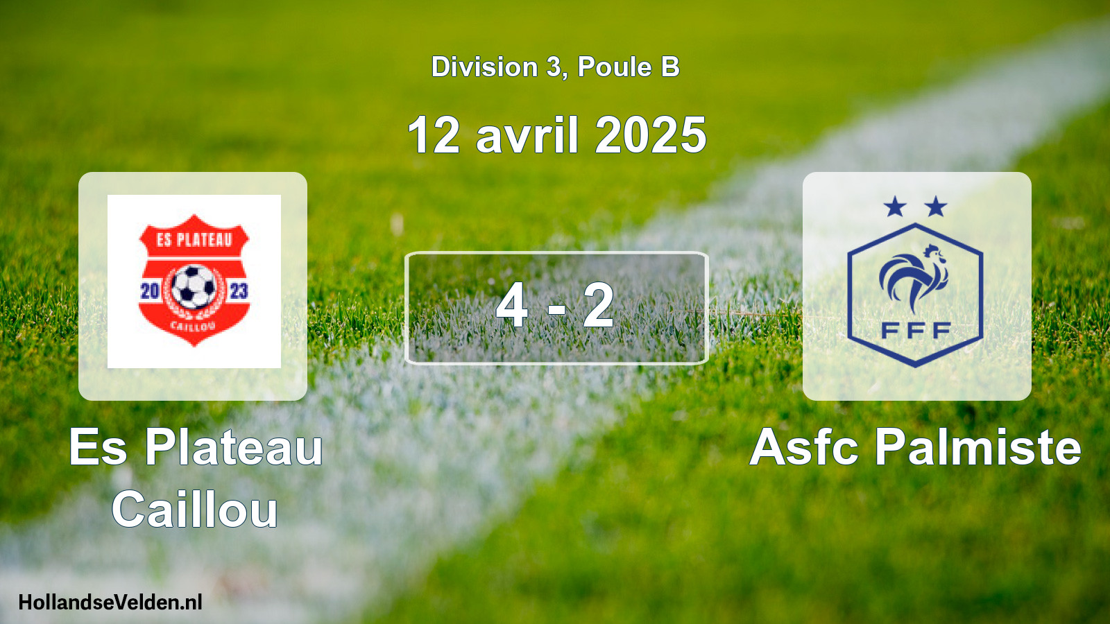 Total number of matches played: Es Plateau Caillou - Asfc Palmiste 4 - 2 (12 April 2025)