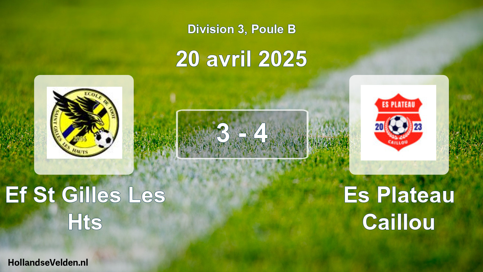 Total number of matches played: Ef St Gilles Les Hts - Es Plateau Caillou 3 - 4 (20 April 2025)