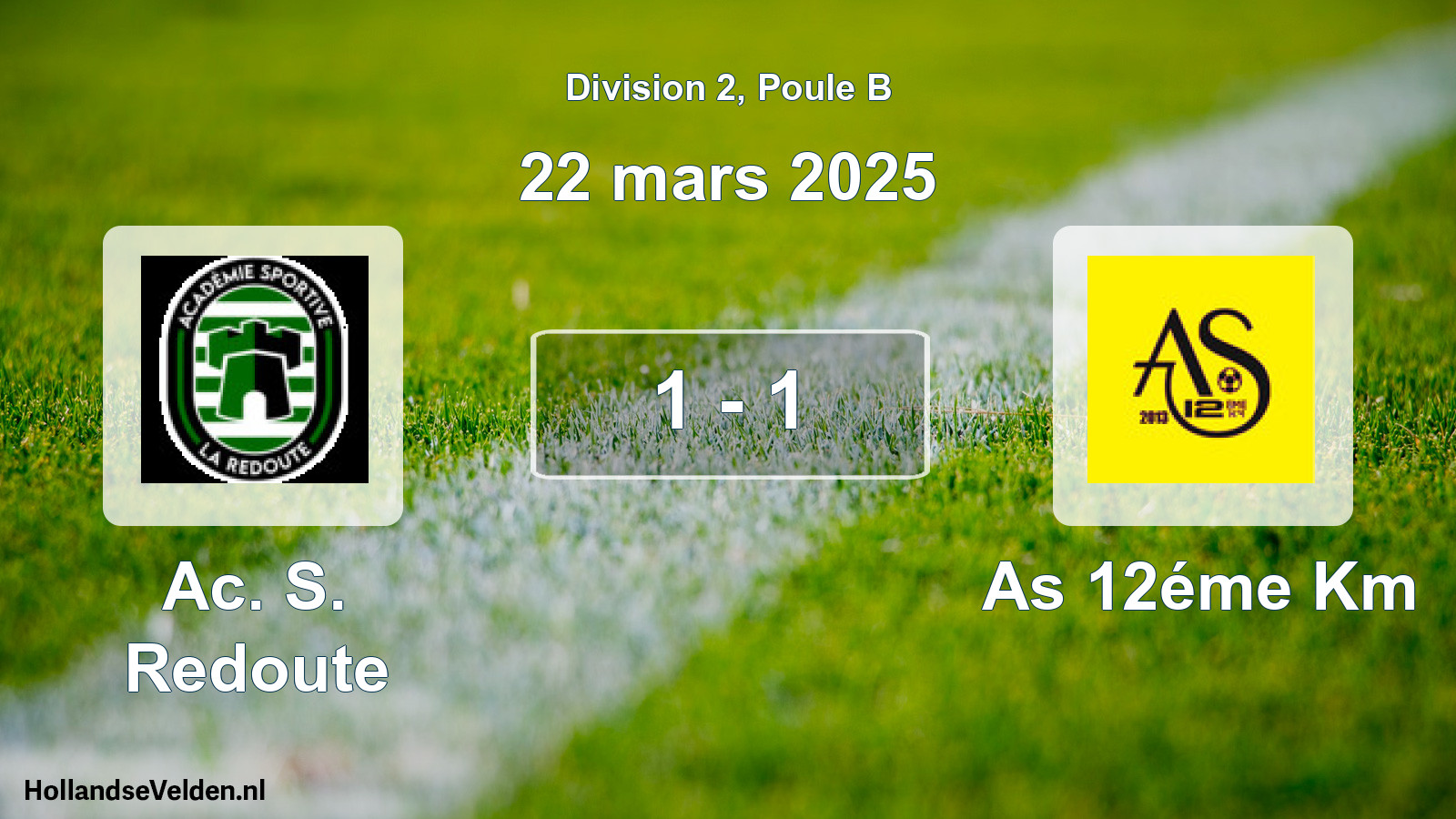 Gespeelde wedstrijd: Ac. S. Redoute - As 12éme Km 1 - 1 (22 maart 2025)